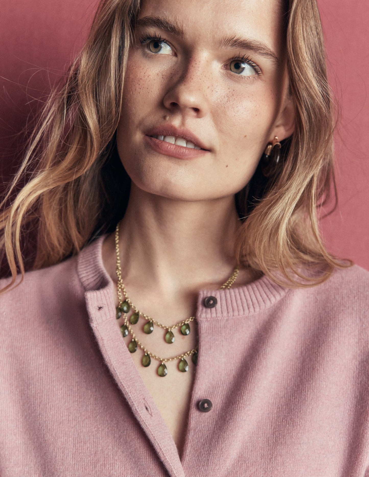 Layered Teardrop Necklace-Green