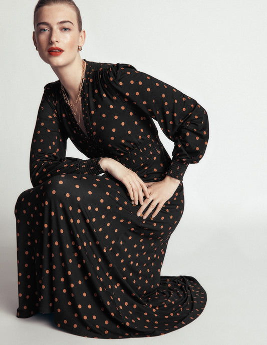 Georgia Jersey Midi Dress-Black, Boden Spot