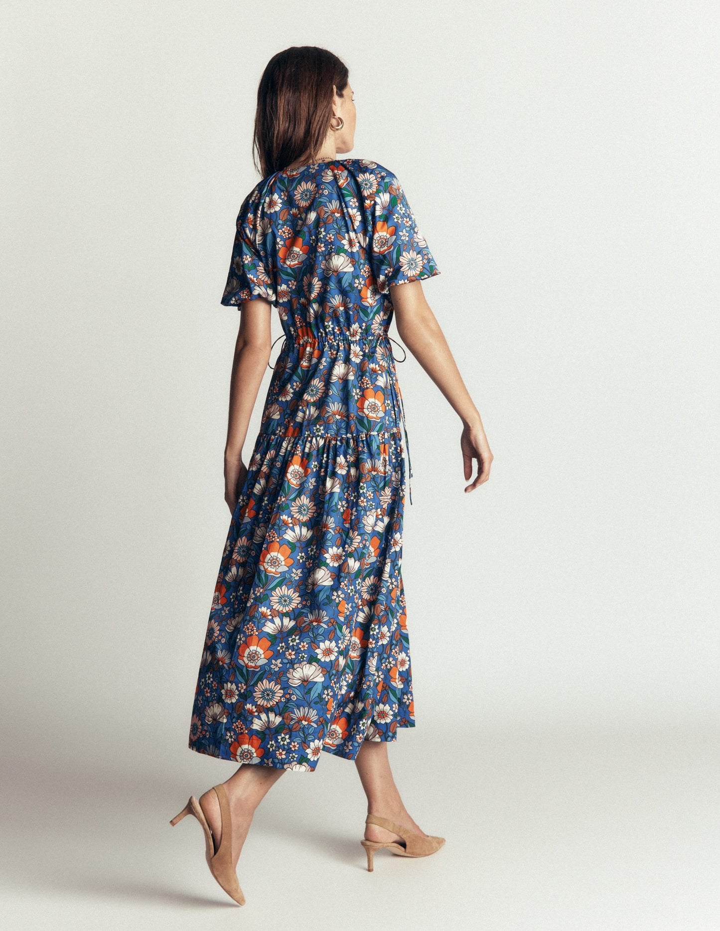 Draw Waist Cotton Dress-Multi, Floral Field