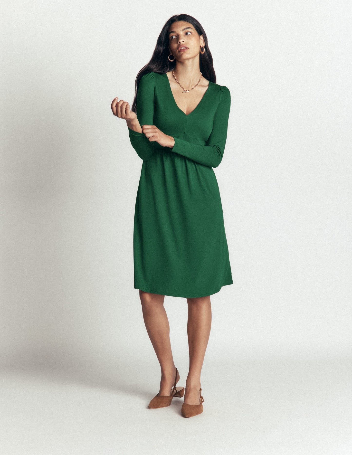 Briony Jersey Short Dress-Hunter Green