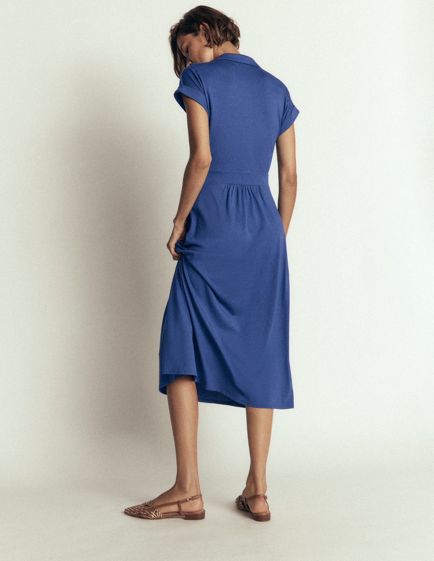 Fae Jersey Shirt Dress-Denim Blue
