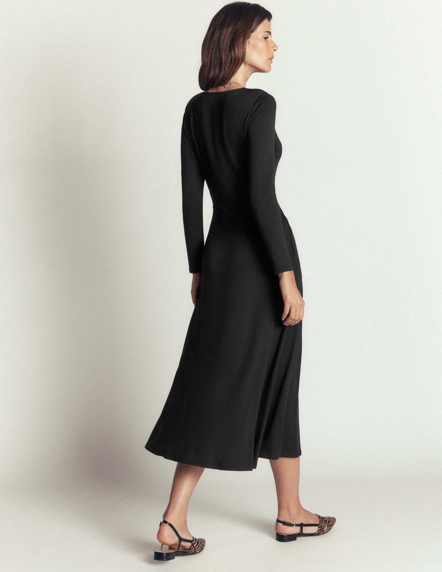 Jasmine Ruched Jersey Dress-Black