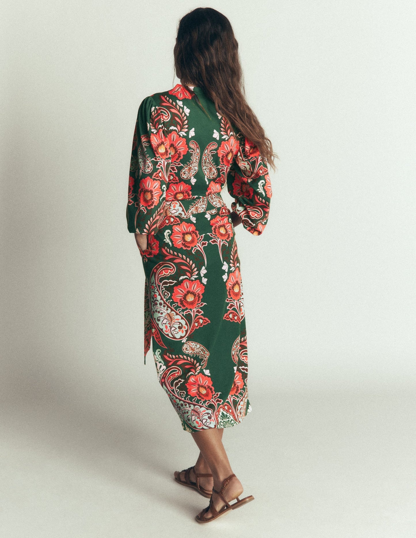 Eli Belted Jersey Midi Dress-Hunter Green, Bohemia Dream