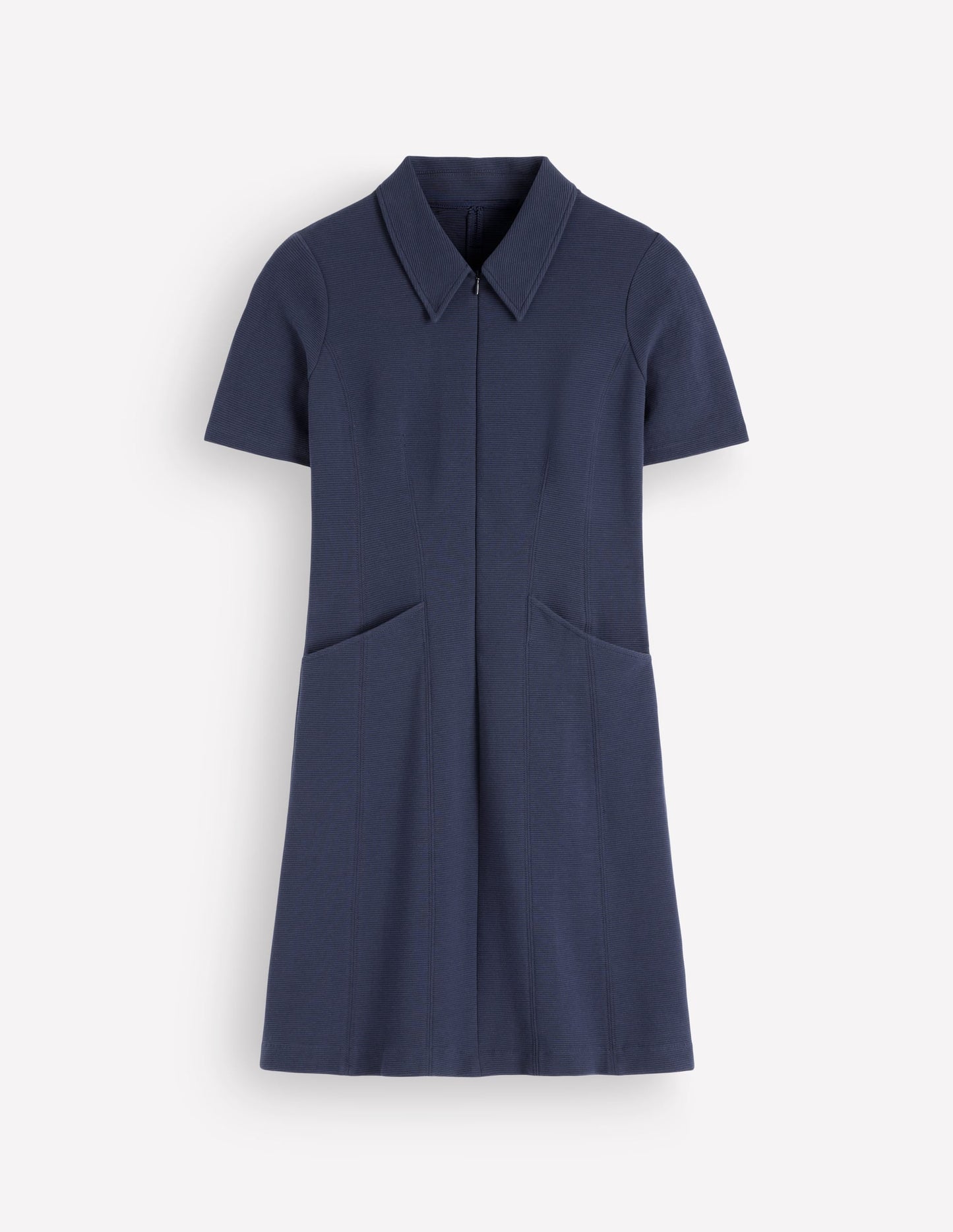 Nia Short Sleeve Ottoman Dress-Navy