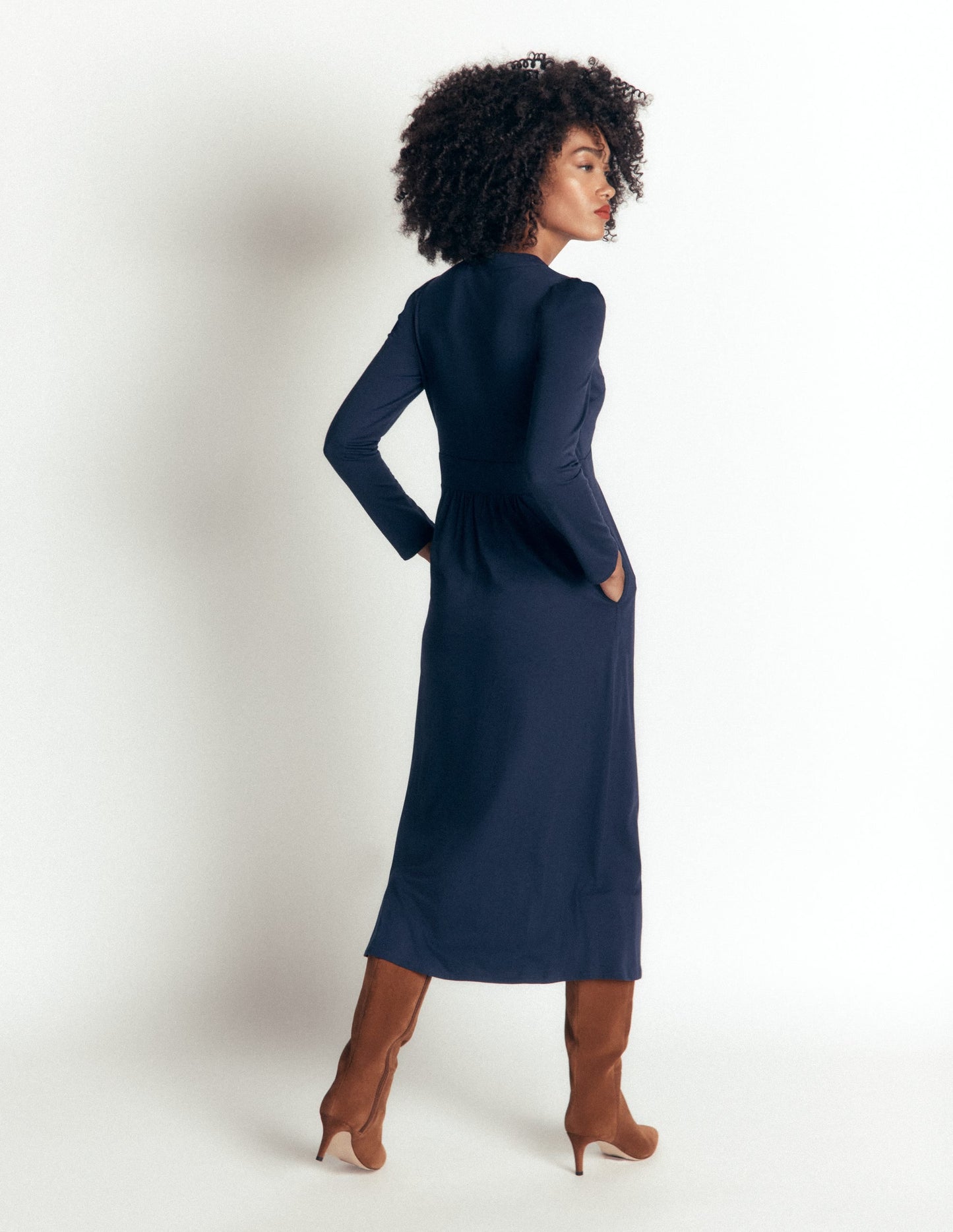 Hope Zip Detail Jersey Dress-Navy