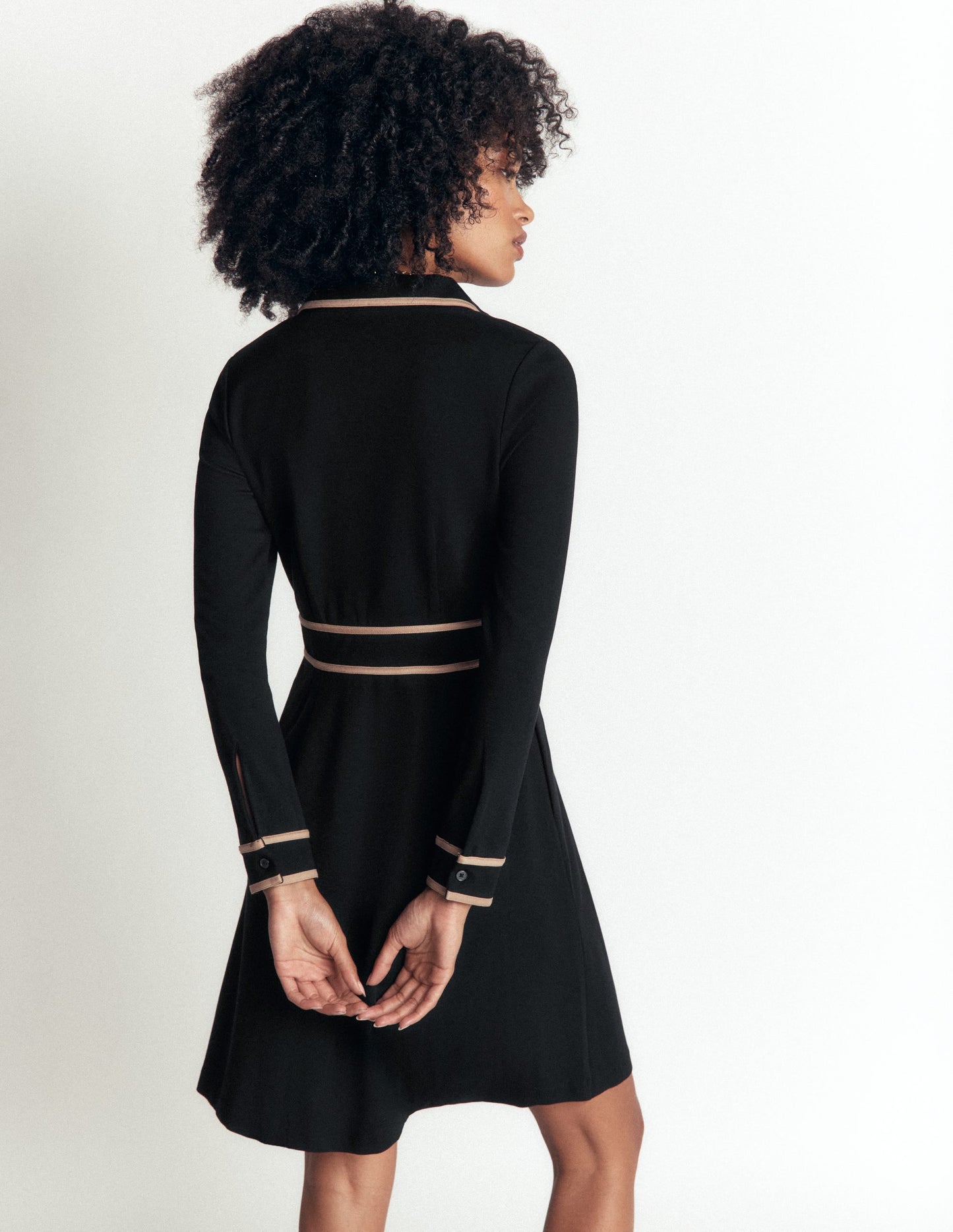 Ula Ponte Short Dress-Black, Camel