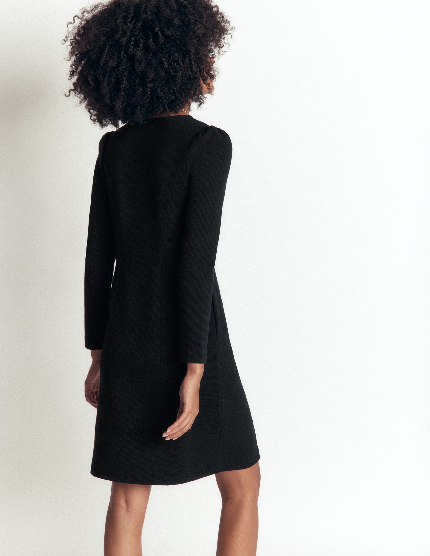 Marla Seamed Ottoman Dress-Black