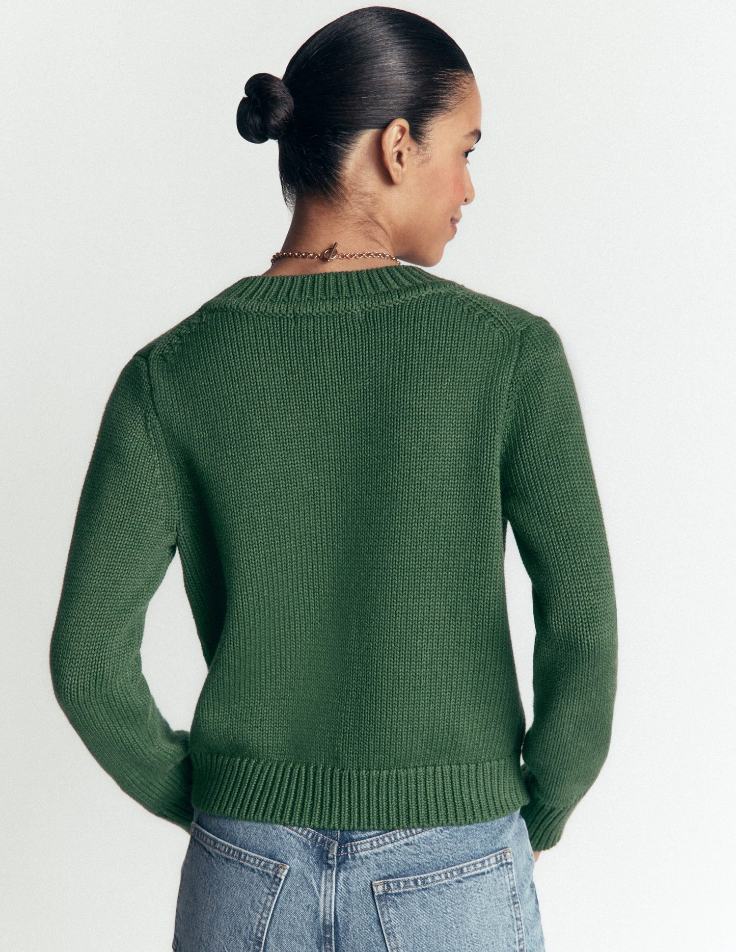 Lucy Chunky Cotton Cardigan-highland green