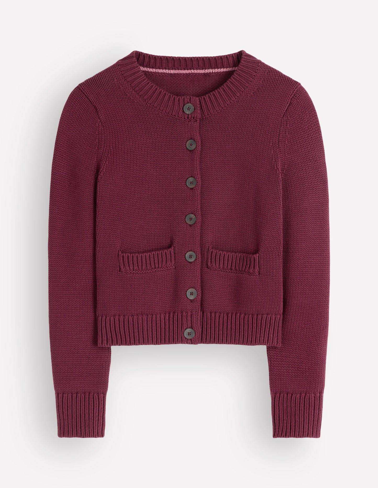 Lucy Chunky Cotton Cardigan-Maroon banner