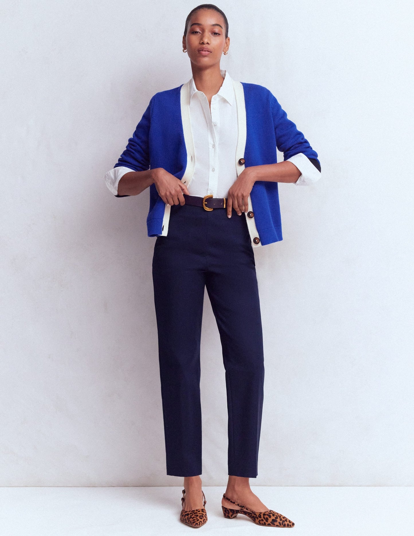 Lucy Relaxed Cotton Cardigan-Bright Blue, Colour Block