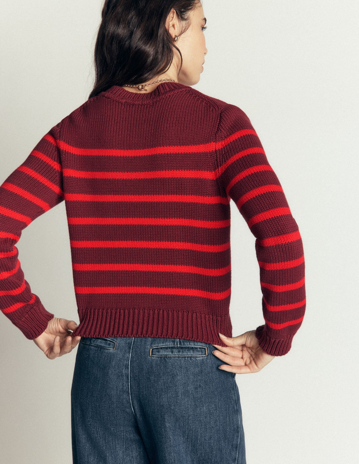 Lucy Chunky Cotton Jumper-Chestnut, Poppy Red