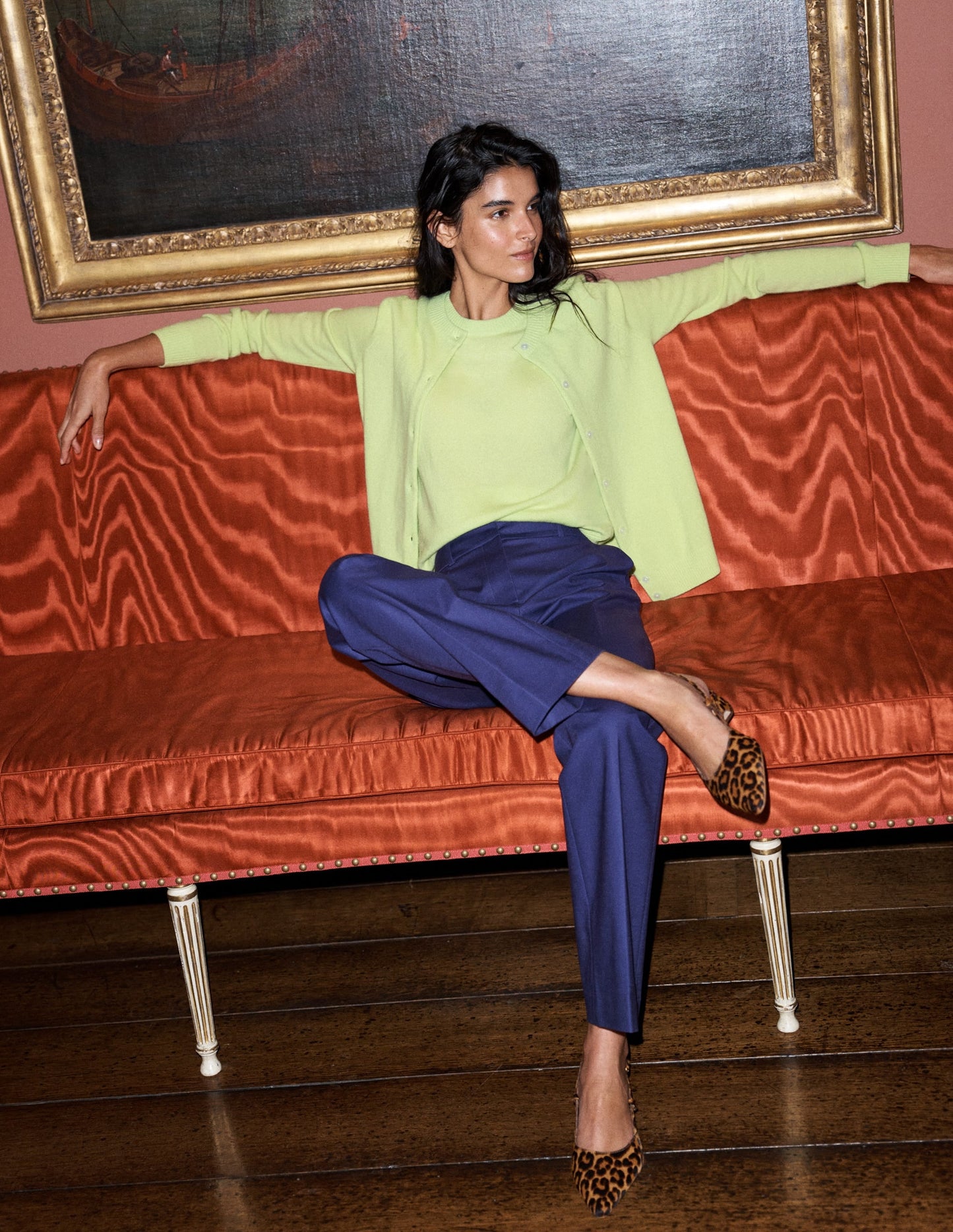 Elsie Cashmere Crew Cardigan-Sweet Mint