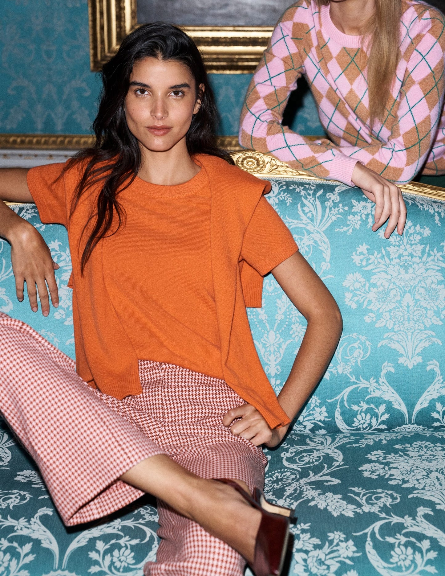 Elsie Cashmere Crew T-shirt-Orange Lily