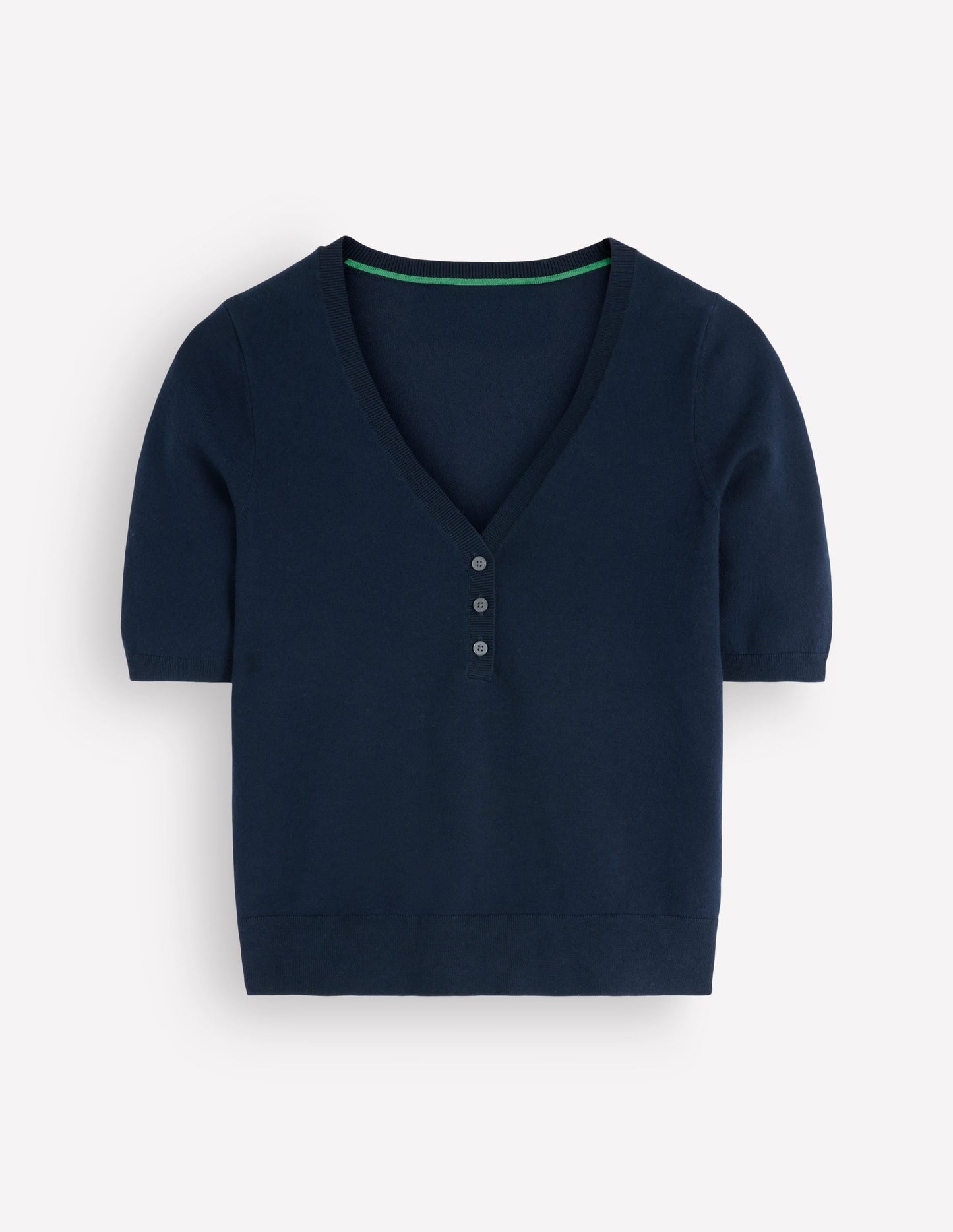 Camilla Cotton V-neck T-shirt-Navy