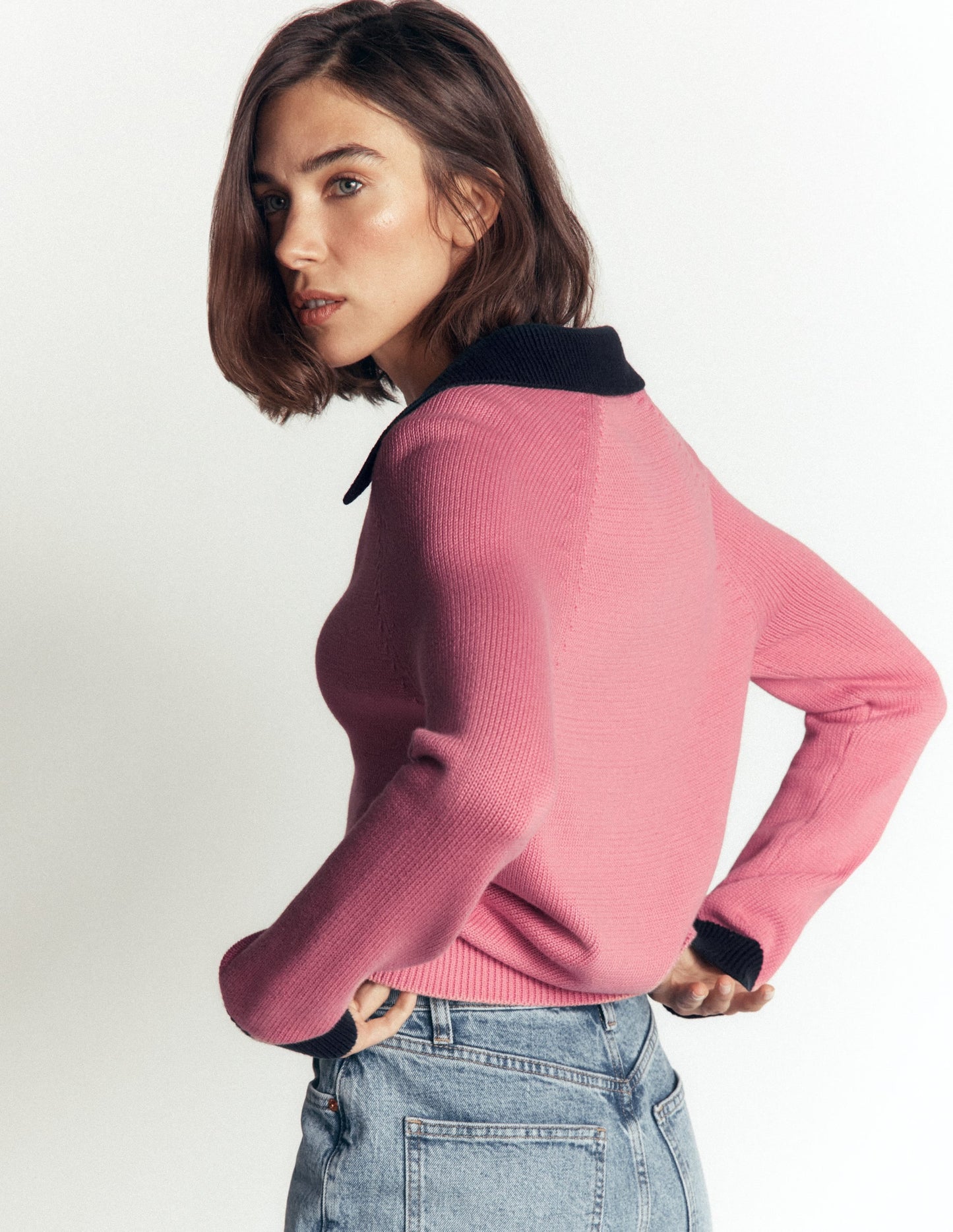 Lucy Cotton Henley Jumper-Forminca Pink