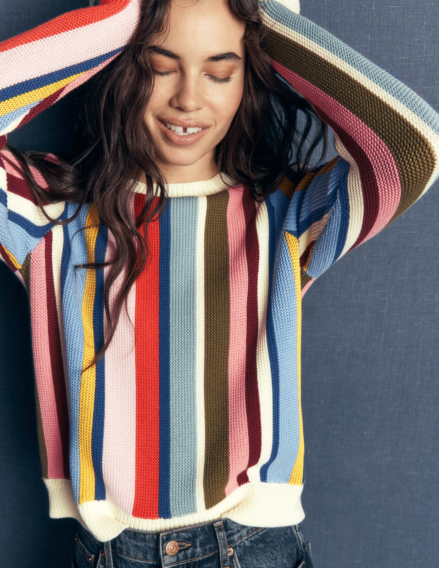 Textured Stitch Jumper-Multi Stripe