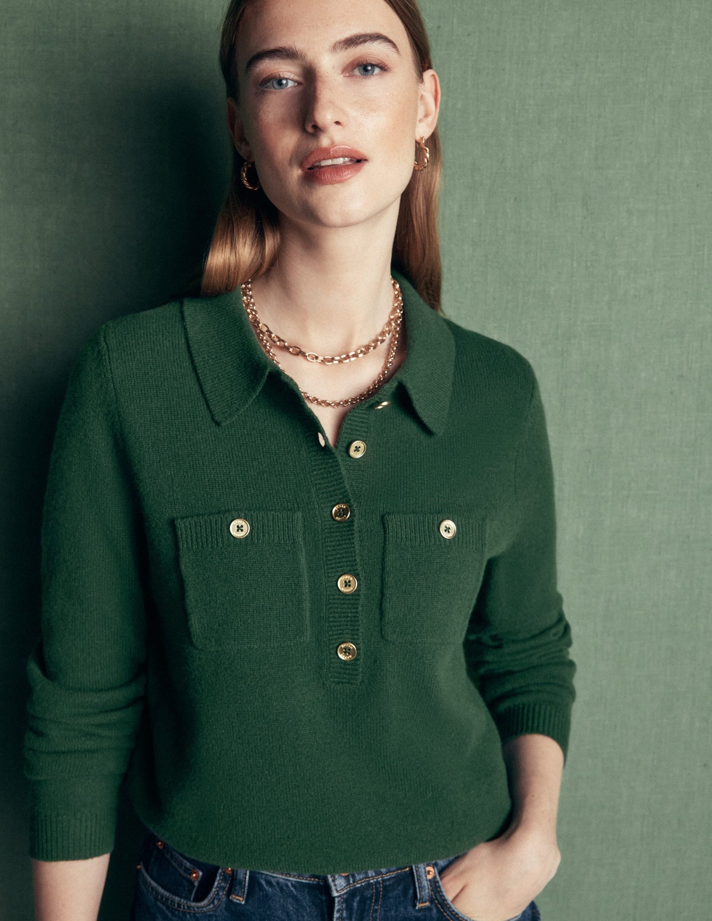 Marianne Merino Wool Jumper-Hunter Green