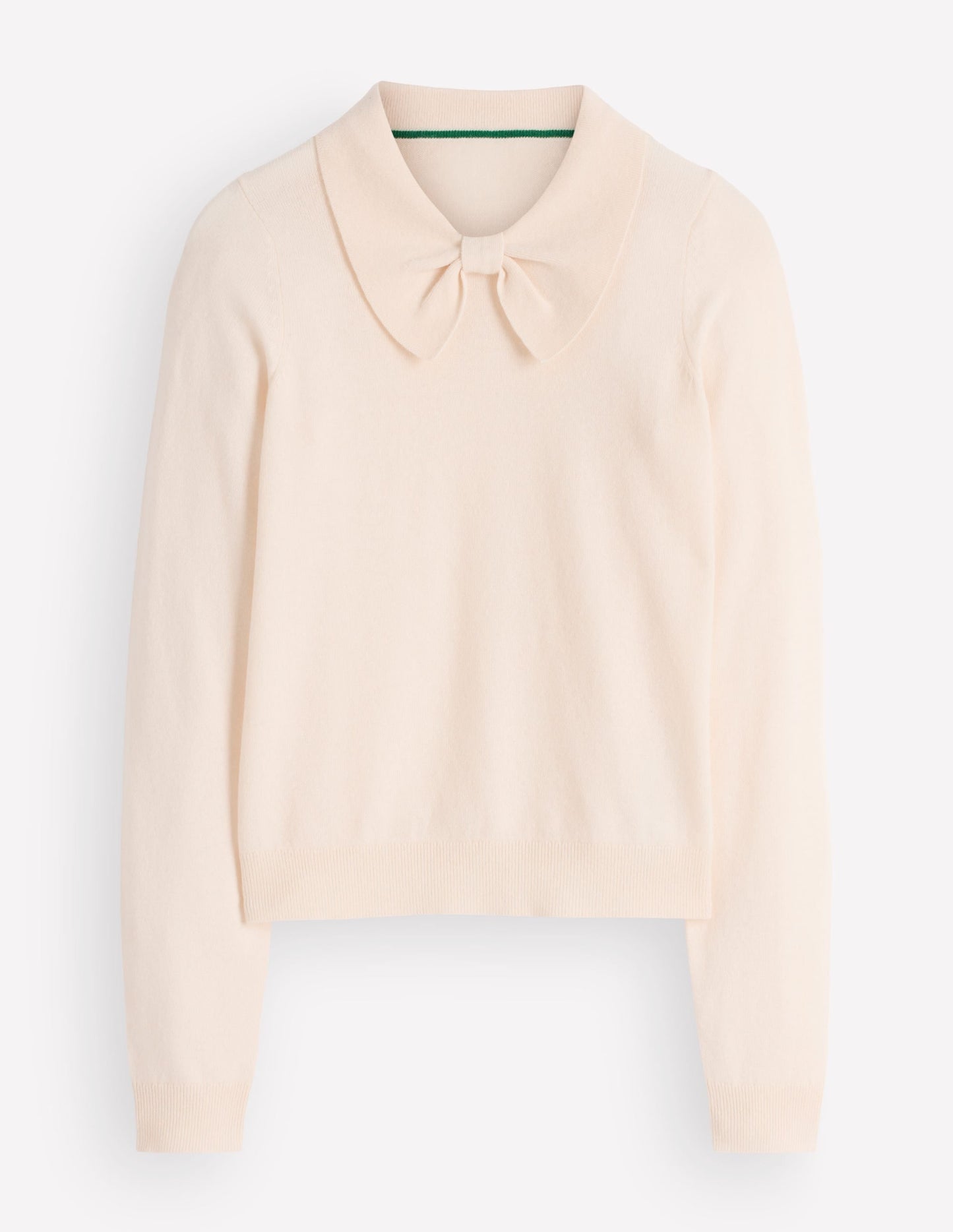 Bow Neck Knitted Jumper-Ivory