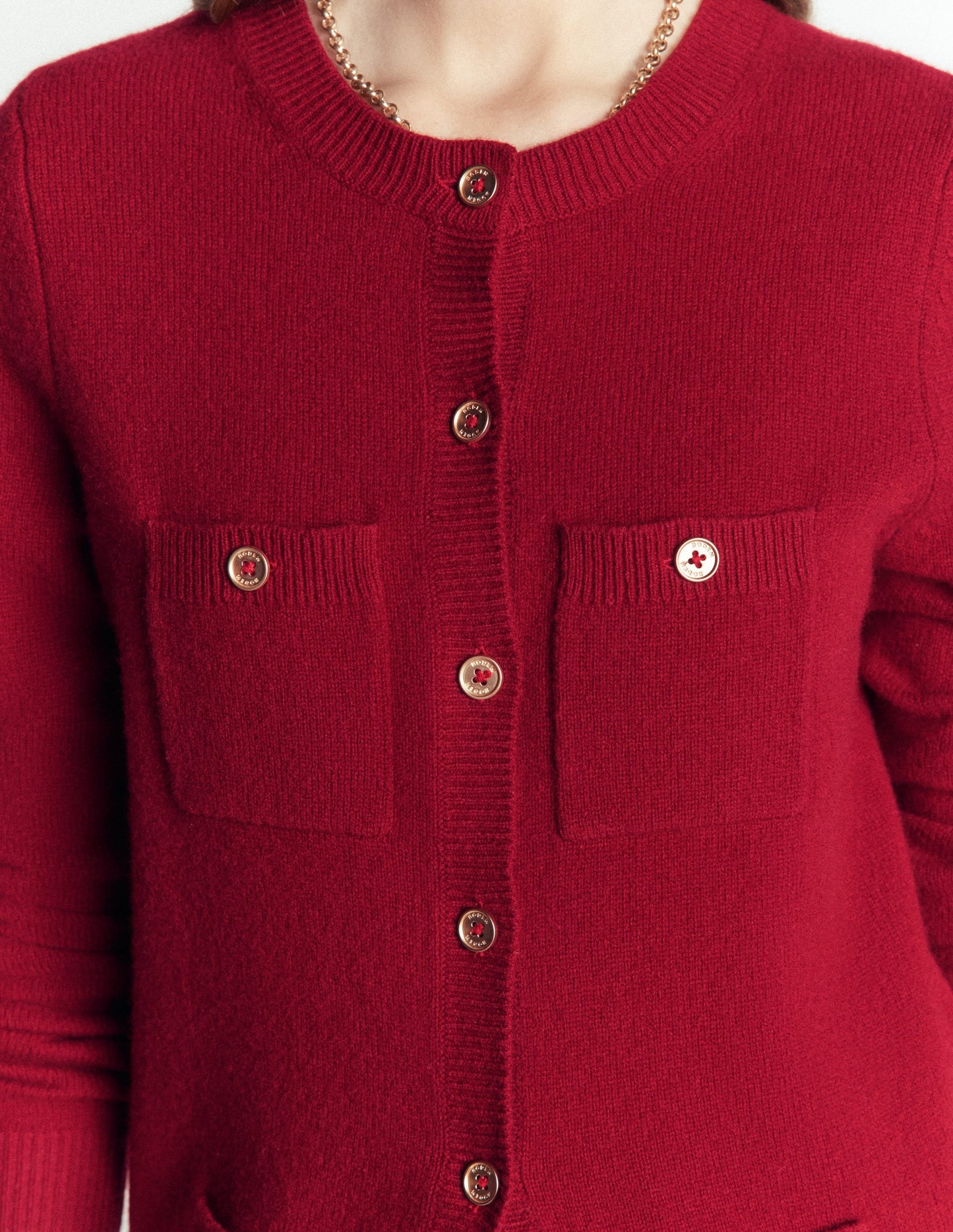 Marianne Merino Wool Cardigan-Crimson Red