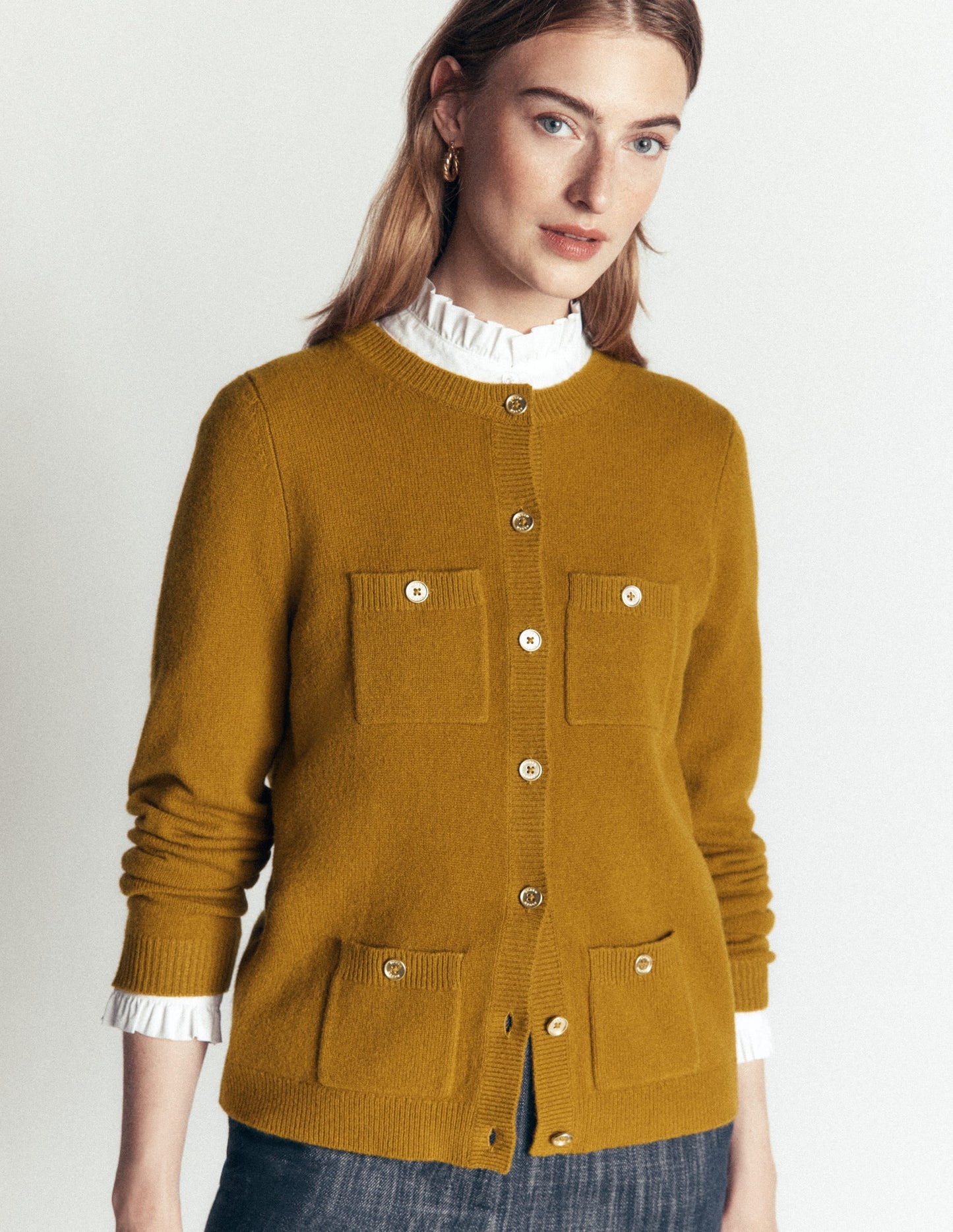 Marianne Merino Wool Cardigan-Spiced Chai