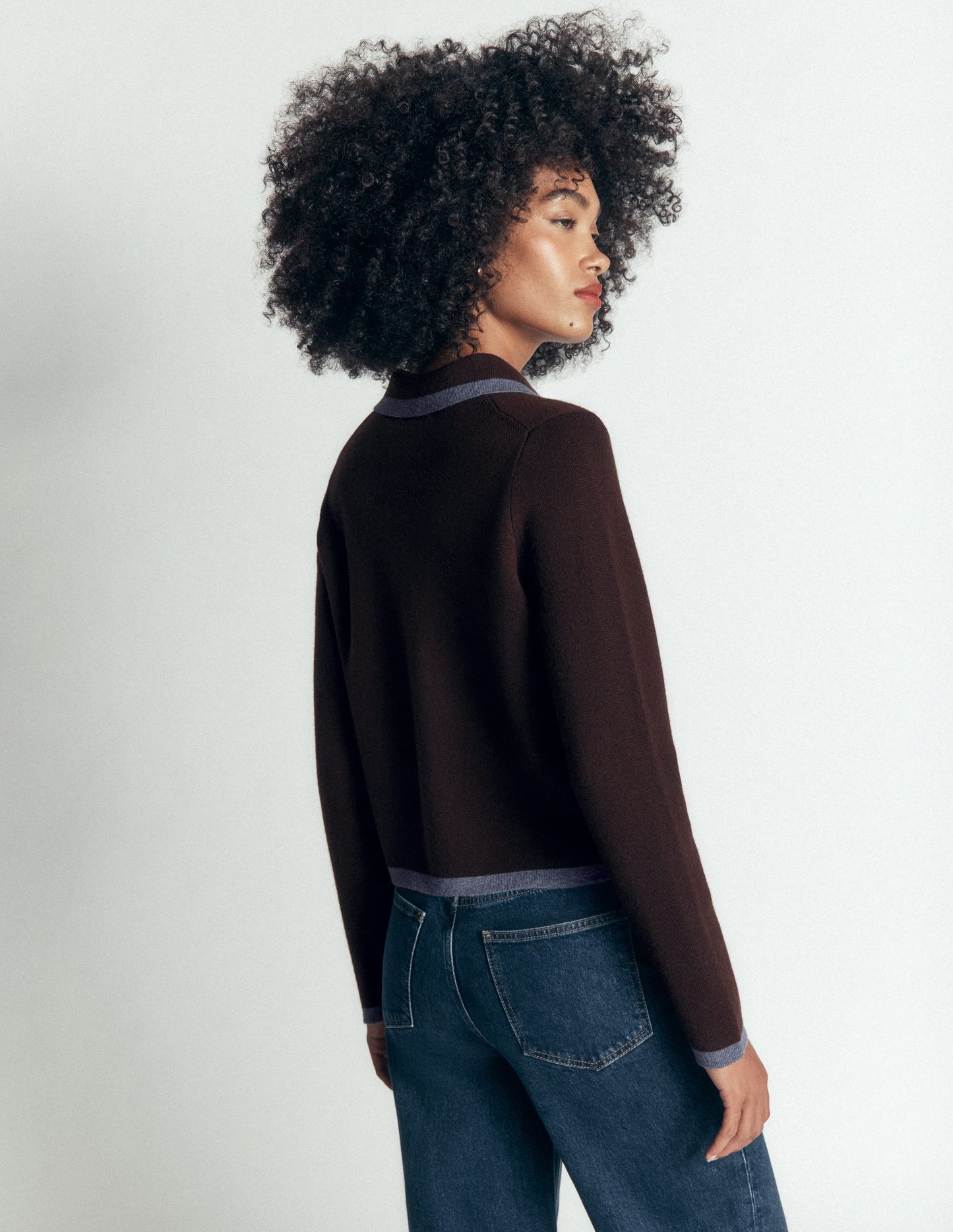 Elizabeth Bow Knitted Jacket-Bitter Chocolate