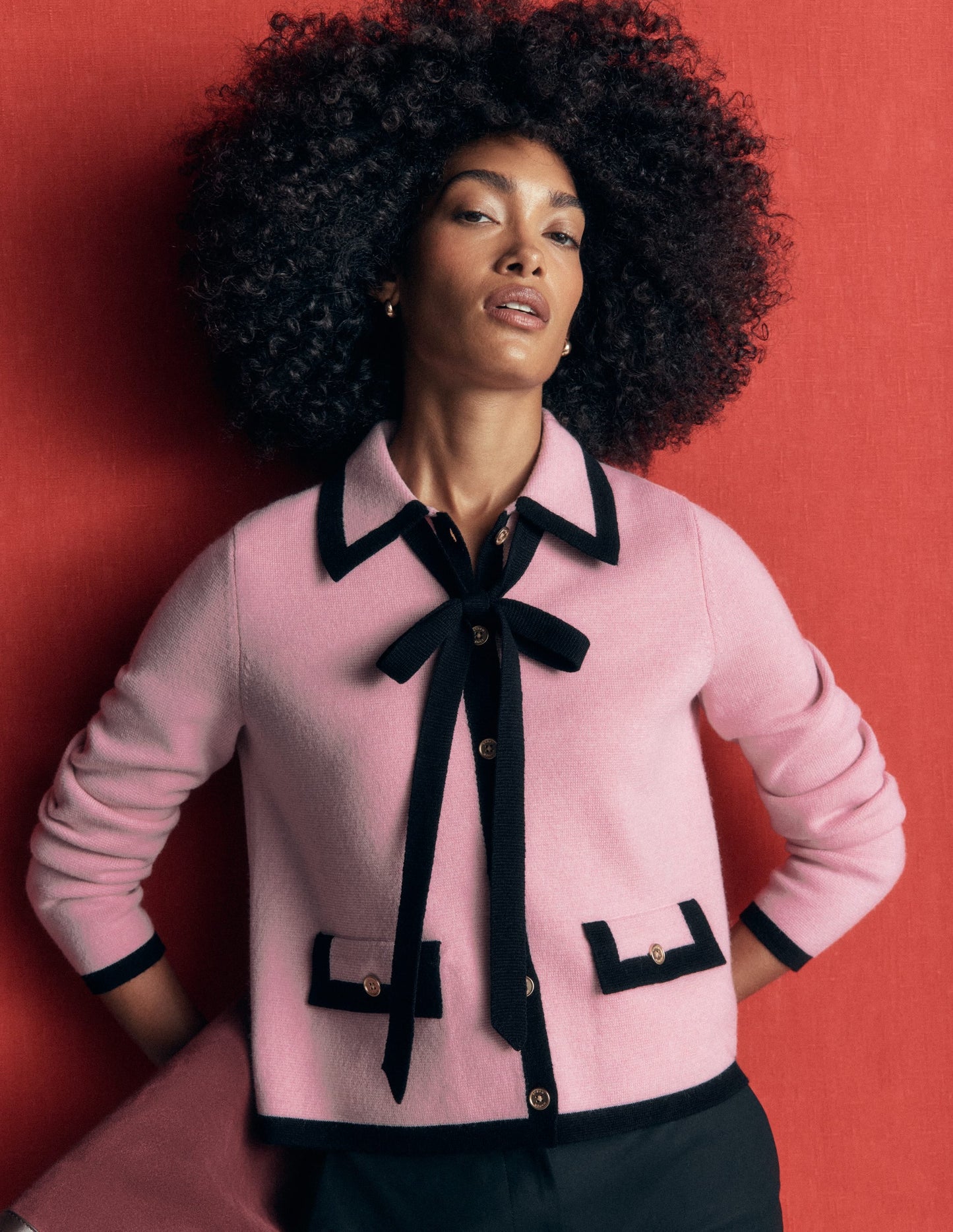 Elizabeth Bow Knitted Jacket-Spring Blossom Pink