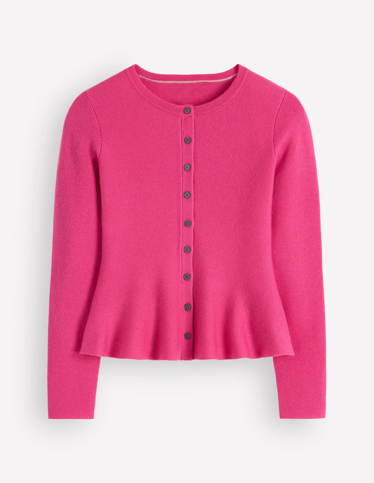 Fitted Wool Peplum Cardigan-Pink