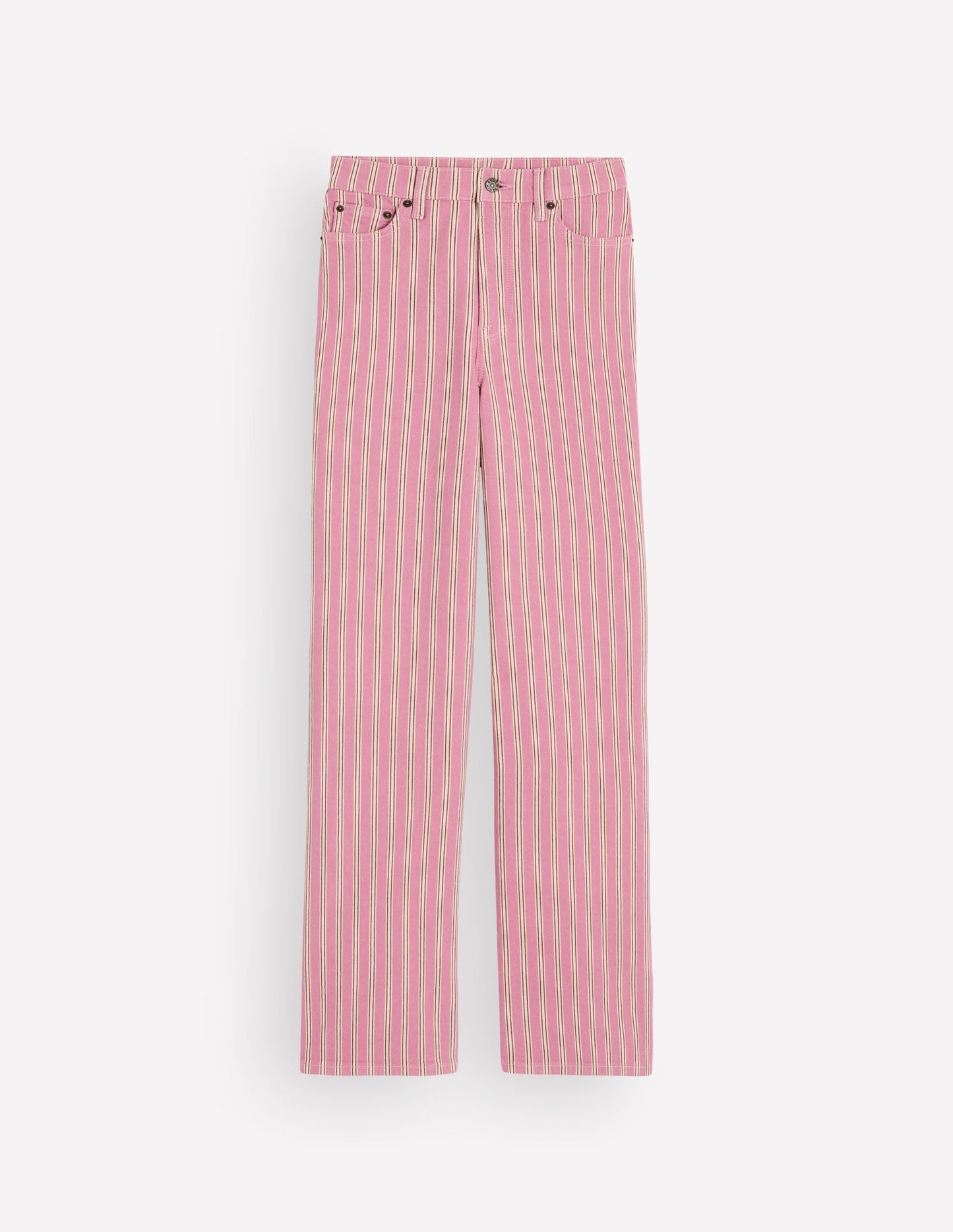 High Rise Column Leg Jeans-Pink, Maroon Tram Stripe