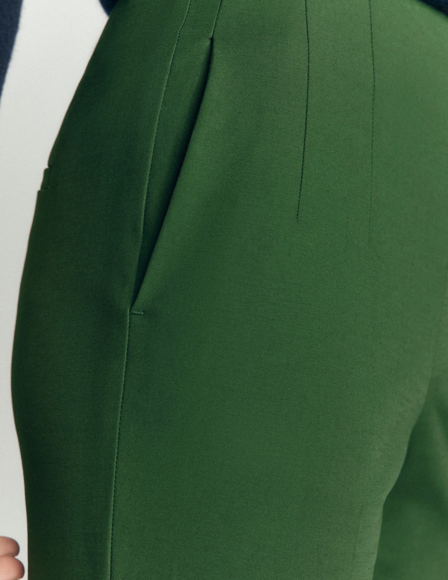 Slim Leg Cotton Trousers-Hunter Green