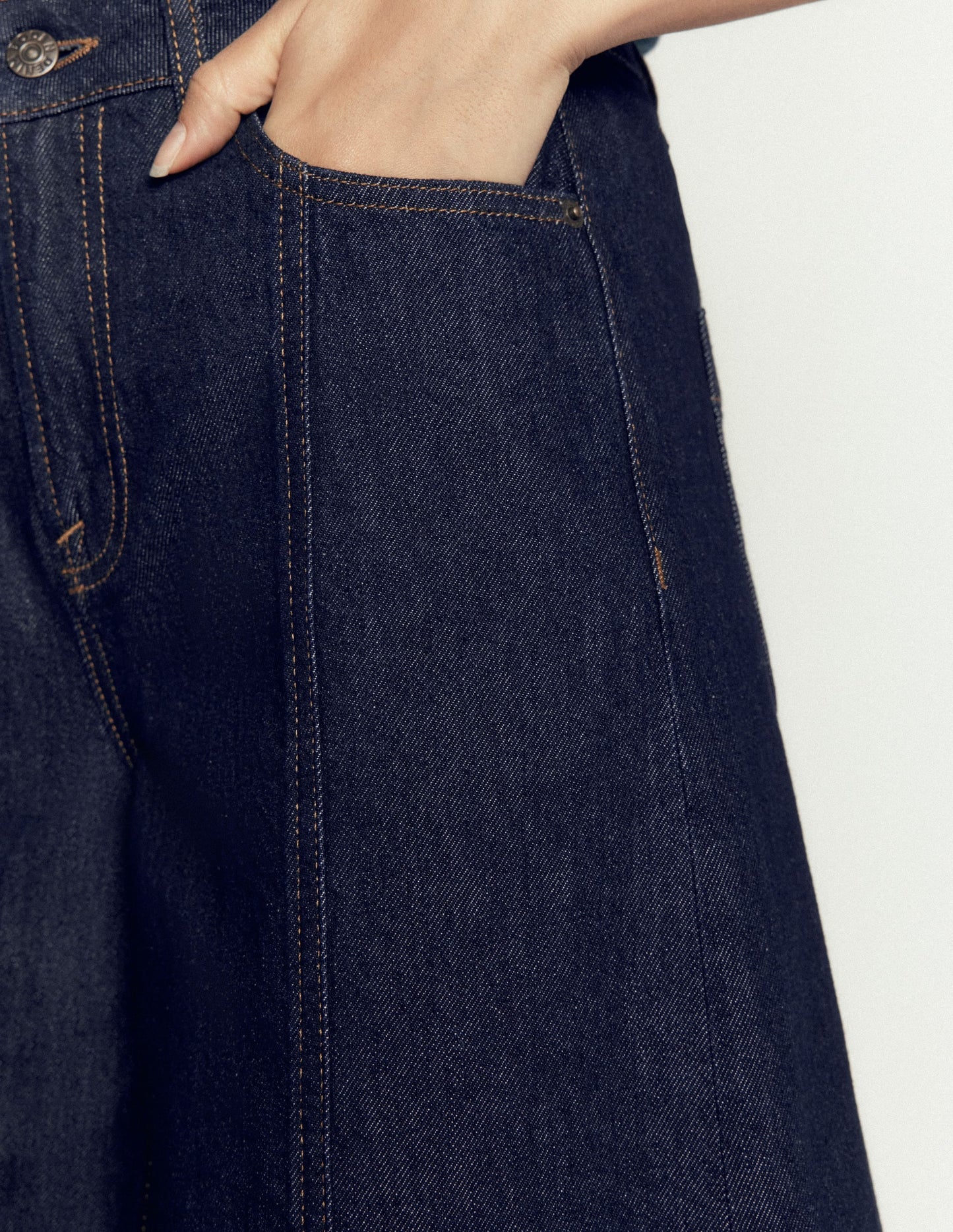 Wide Leg Culotte Jeans-Indigo