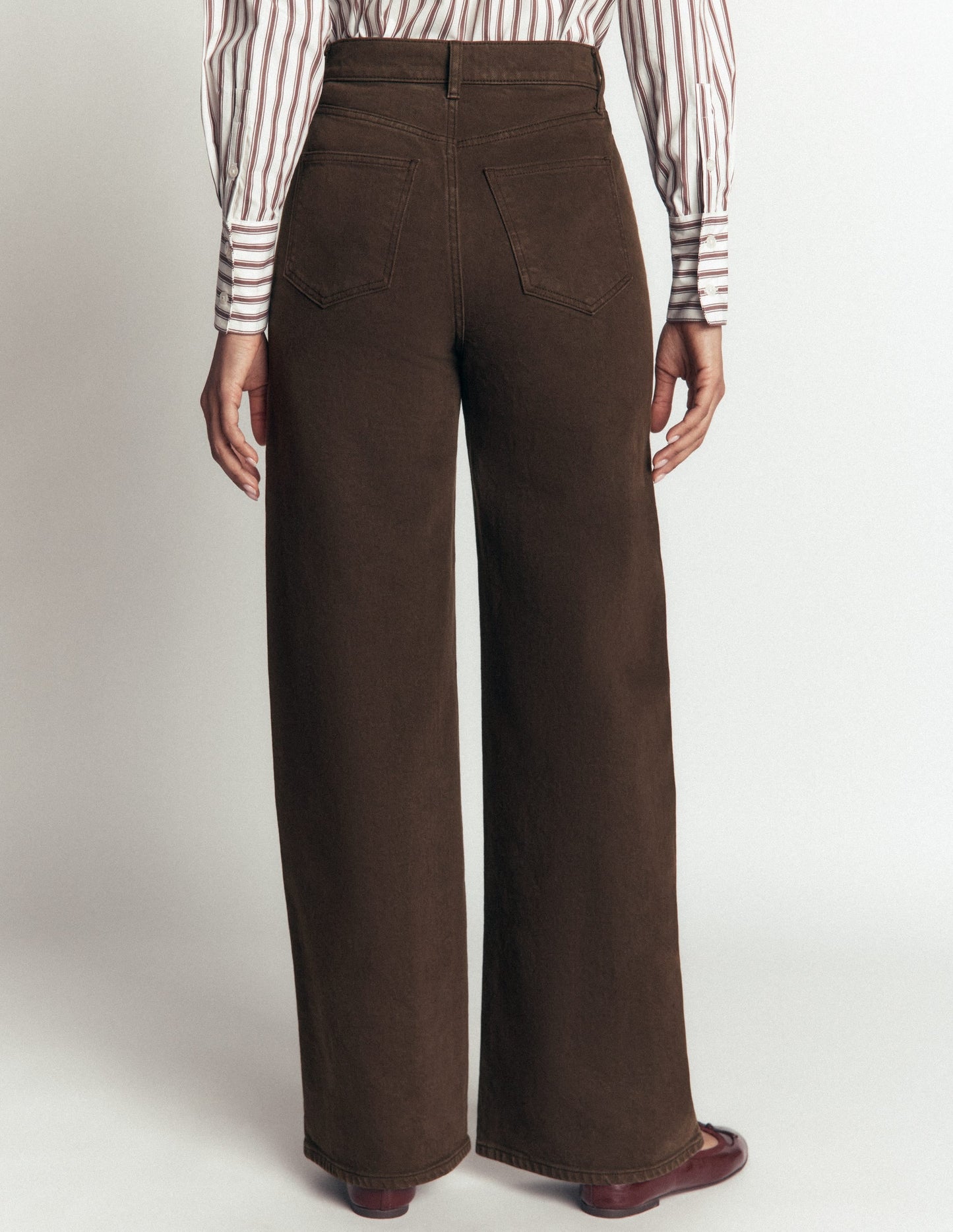 High Rise Wide Leg Jeans-Dark Chocolate