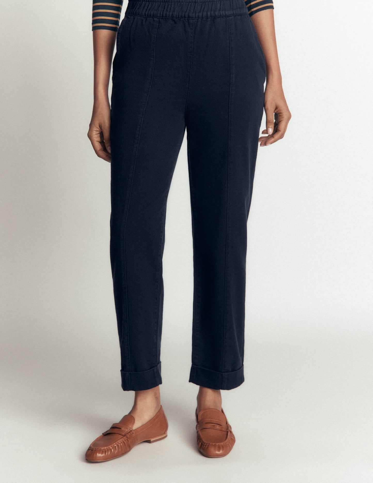 Mid Rise Straight Leg Trousers-Navy
