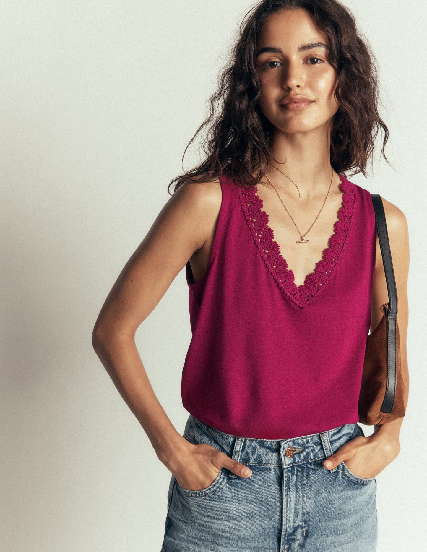 Supersoft V Neck Trim Vest-Beetroot Red