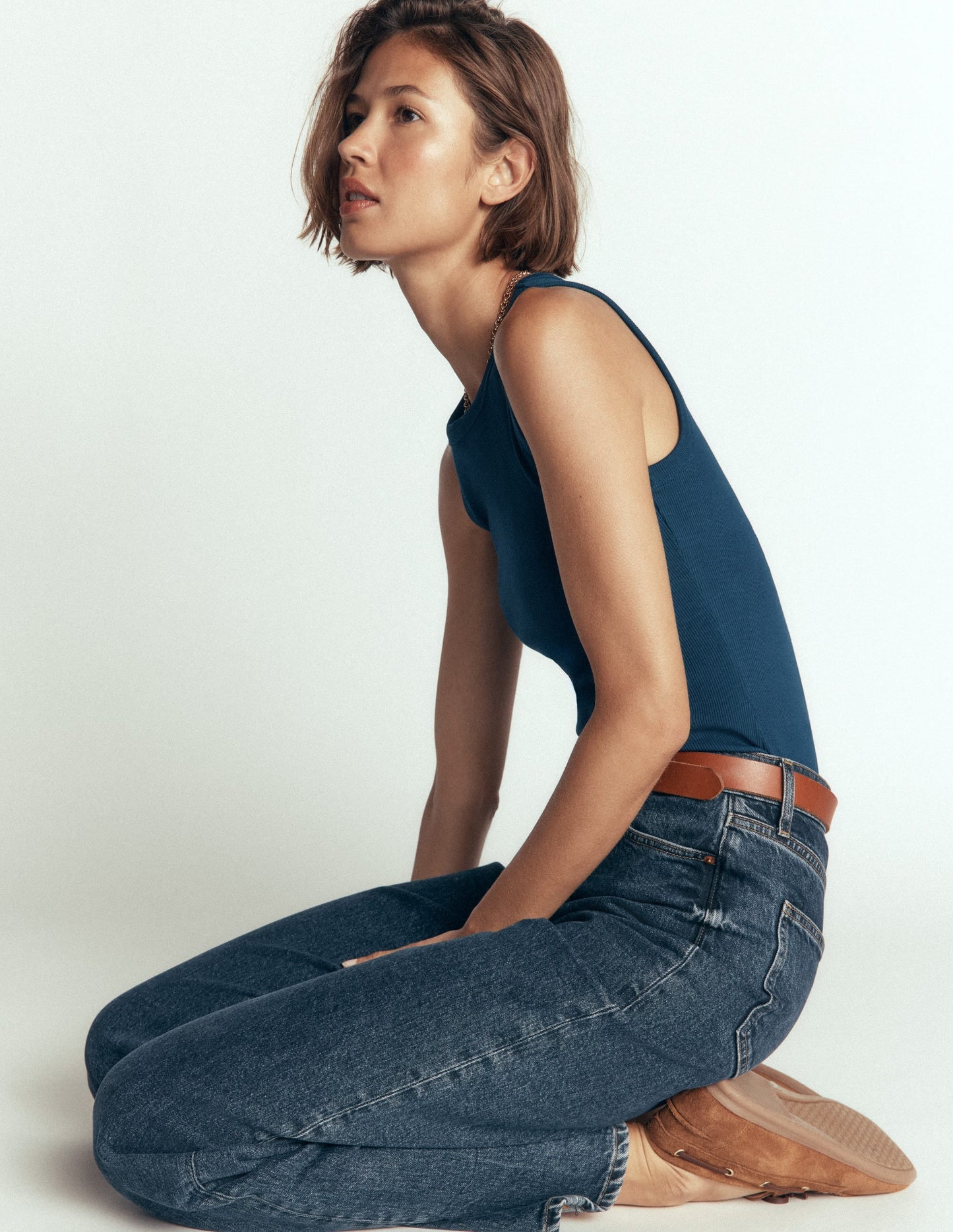 Ribbed Cotton Vest-Midnight Ocean