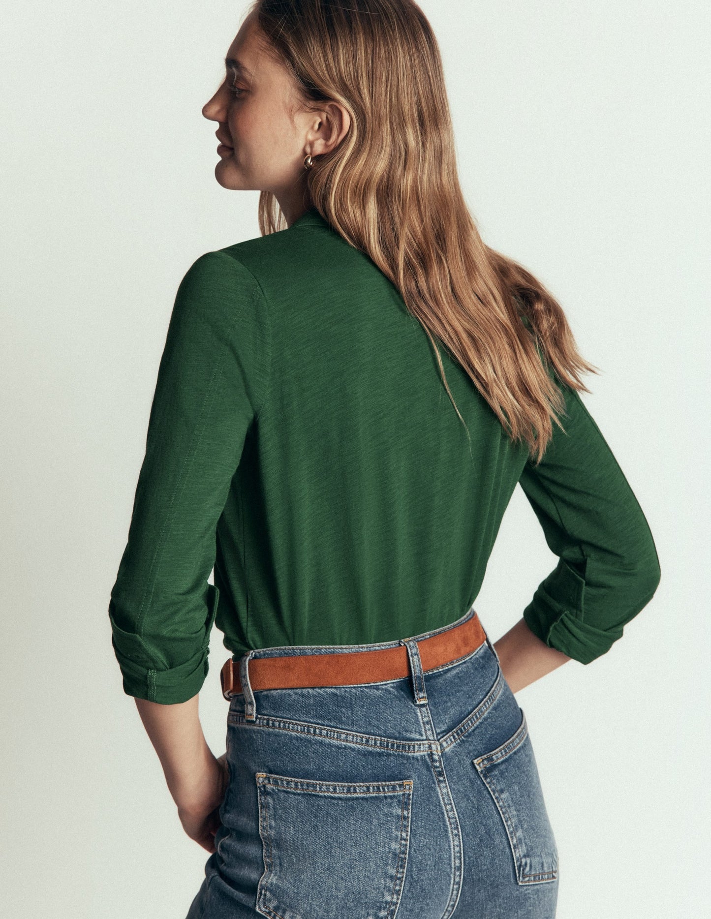 Seam Detail Jersey Shirt-Hunter Green