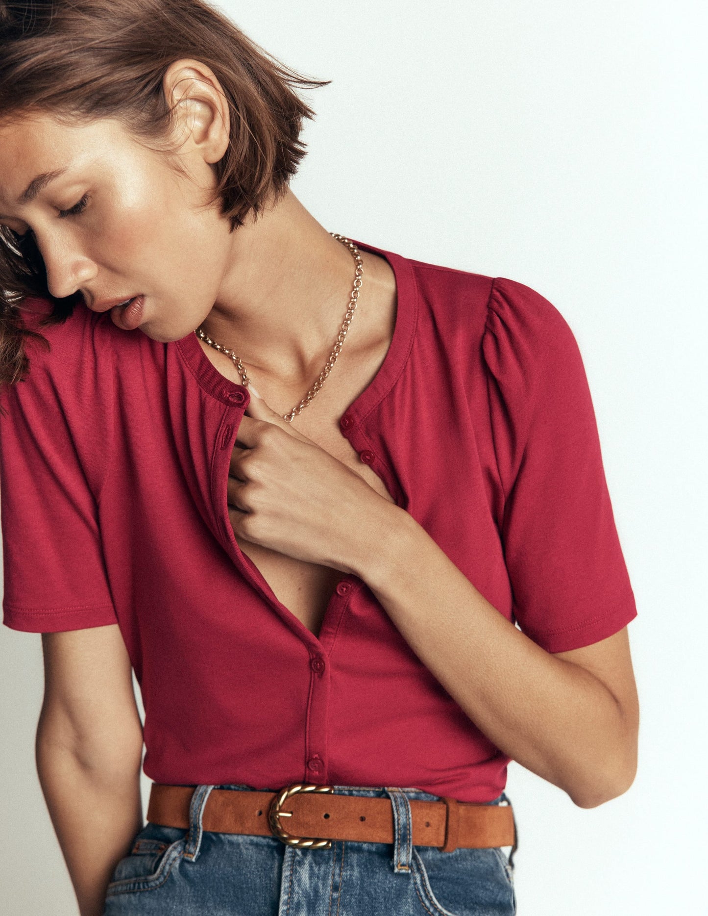 Supersoft Short Puff Shirt-Red Earth