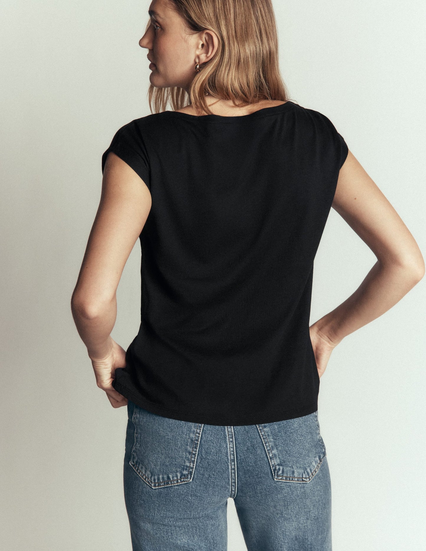 Supersoft Slash Neck T-Shirt-Black