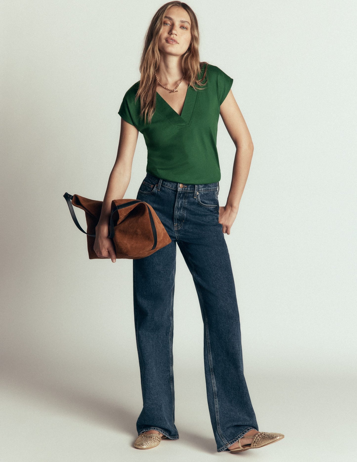 Supersoft V-neck T-shirt-Hunter Green