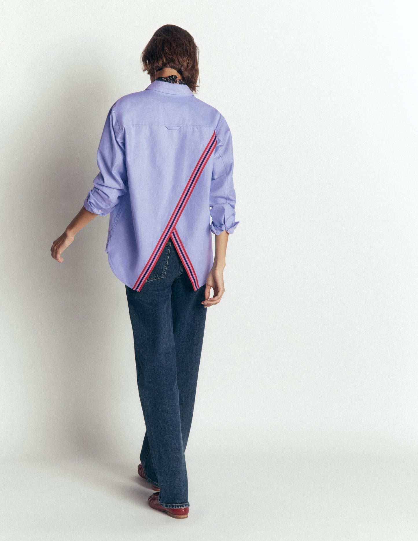 Sienna Relaxed Cotton Shirt-Blue Oxford, Trim Back