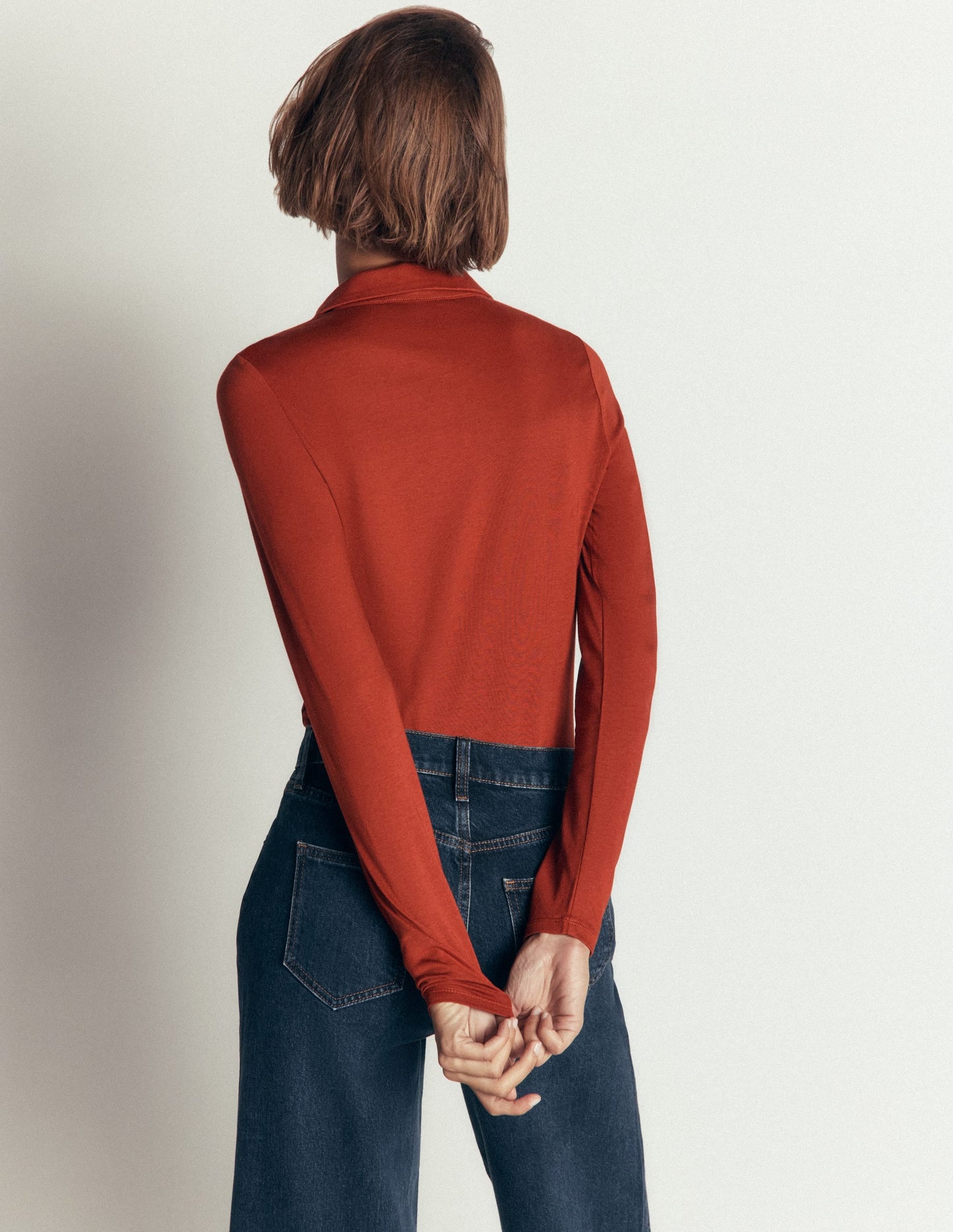 Supersoft Open Collar Shirt-Burnt Orange