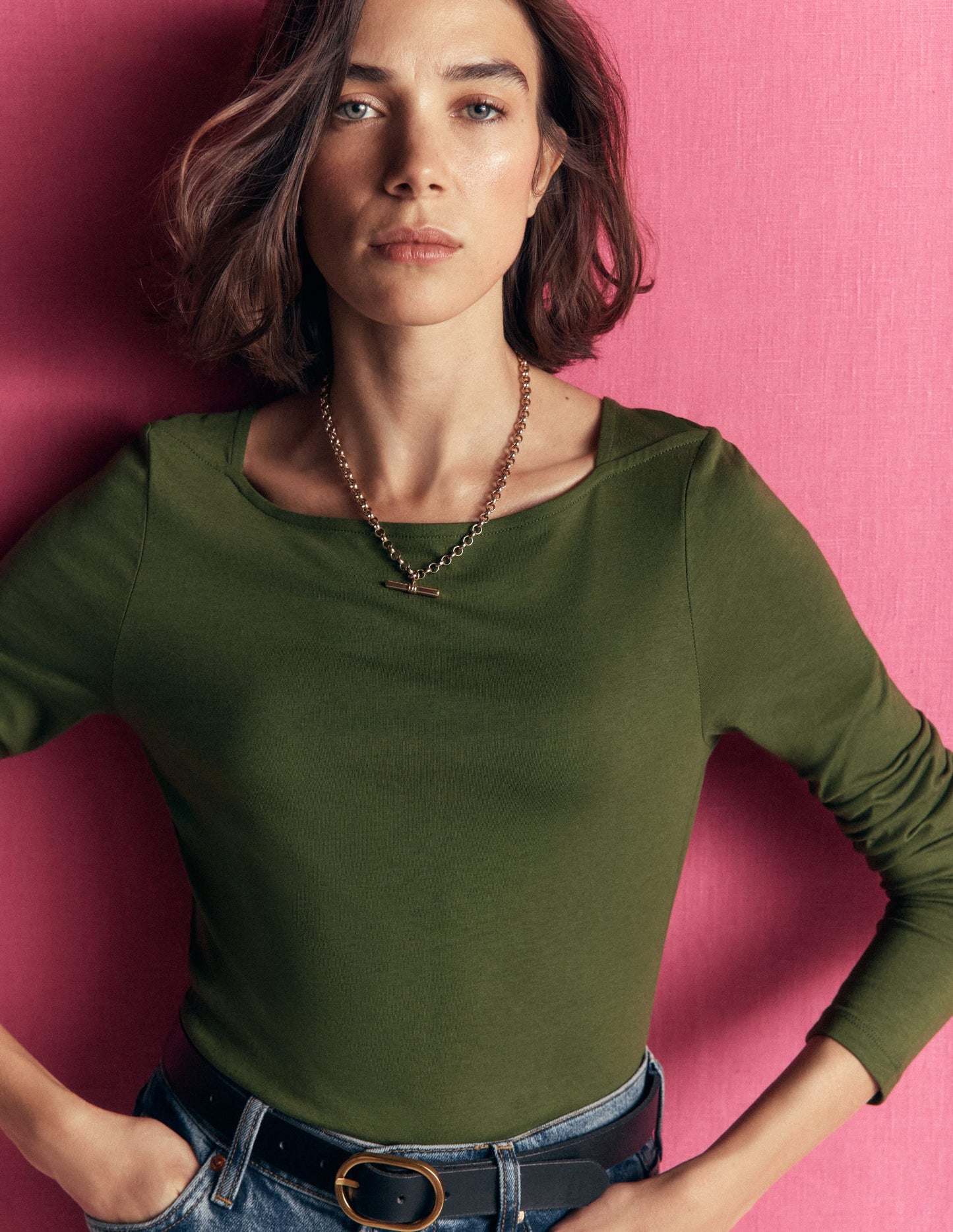 Supersoft Square Neck Top-Brunswick Green