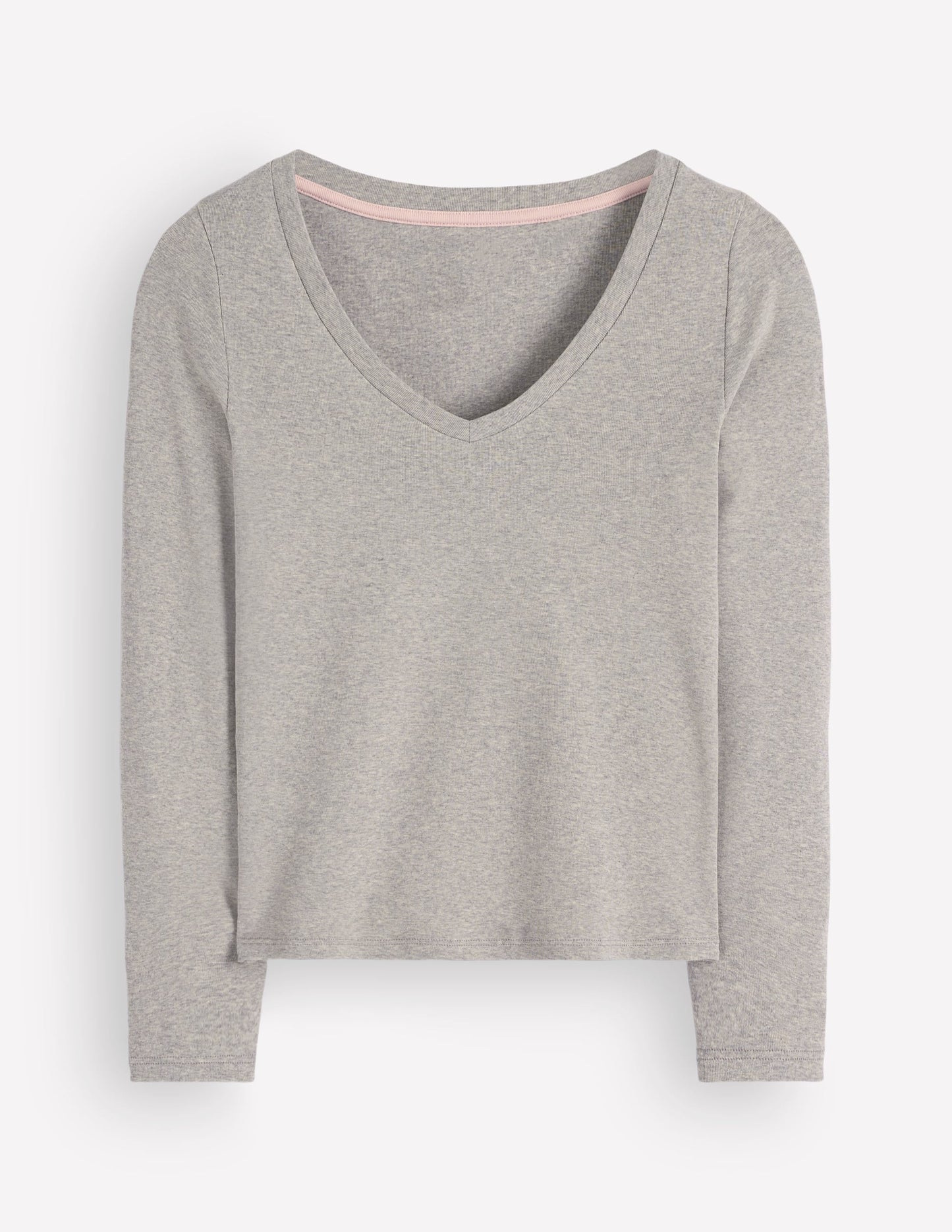 Annie Essential V Neck Top-Grey Marl