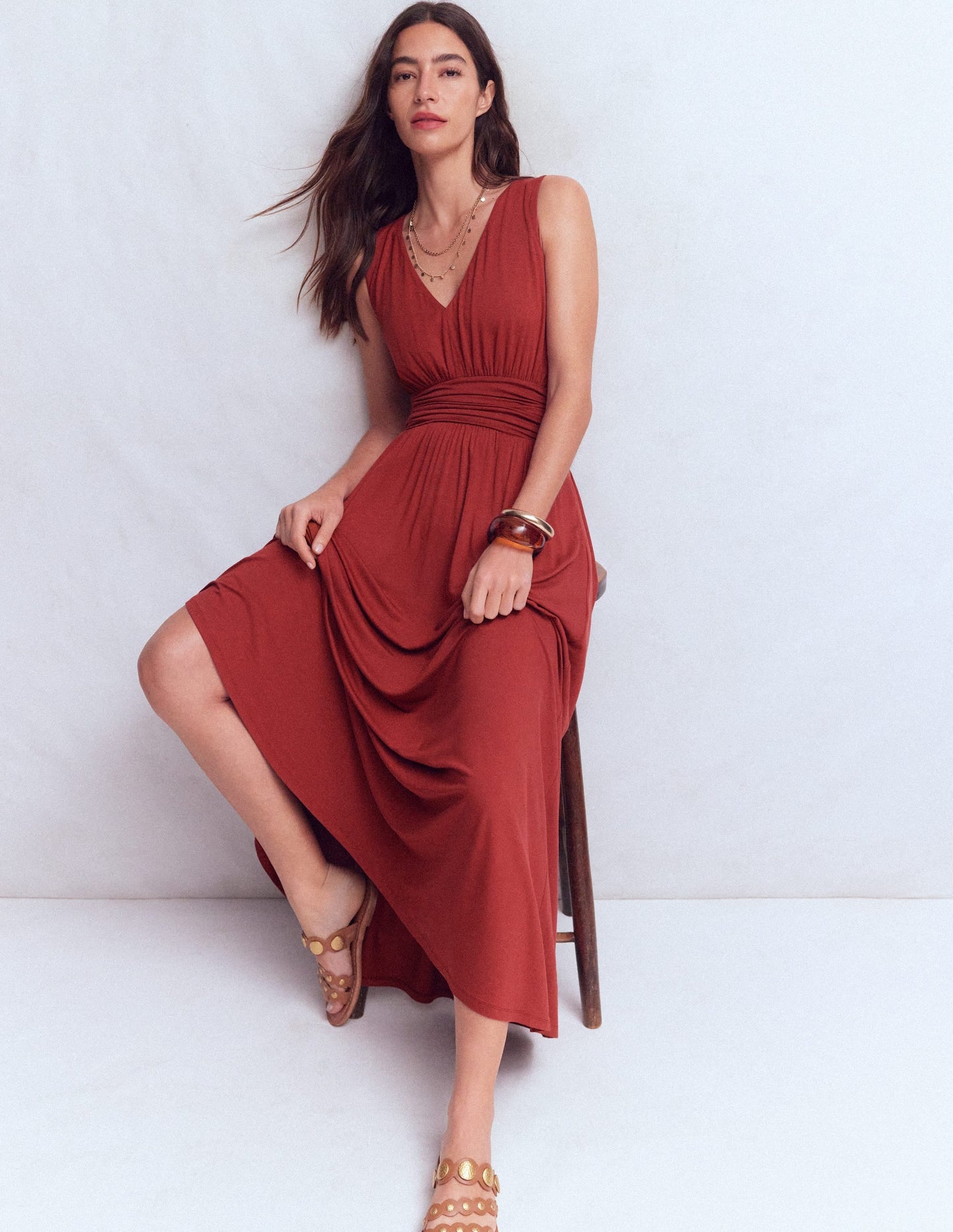 Elodie Jersey Maxi Dress-Rich Chestnut