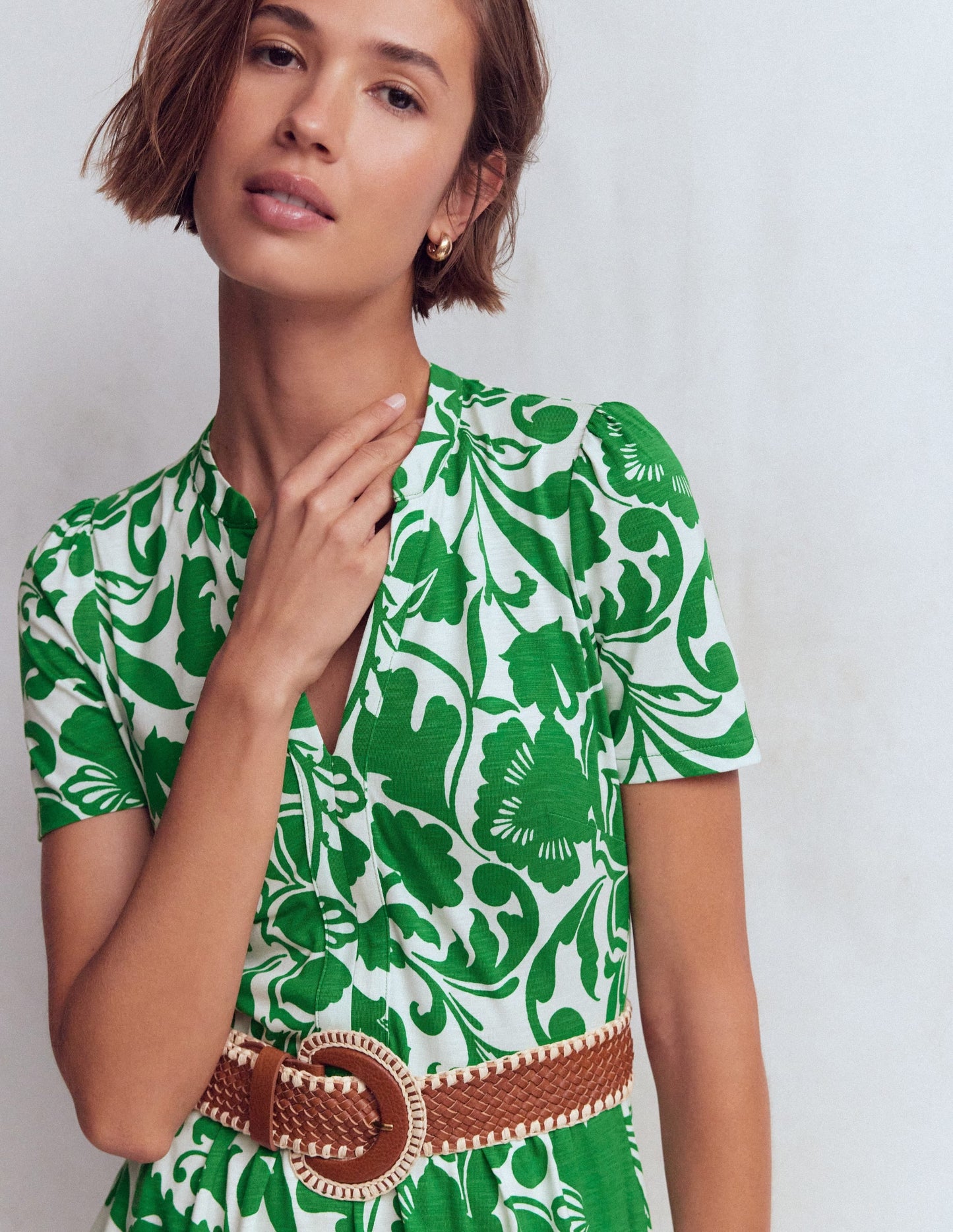 Naomi Jersey Midi Dress-Emerald, Flourishing Meadow