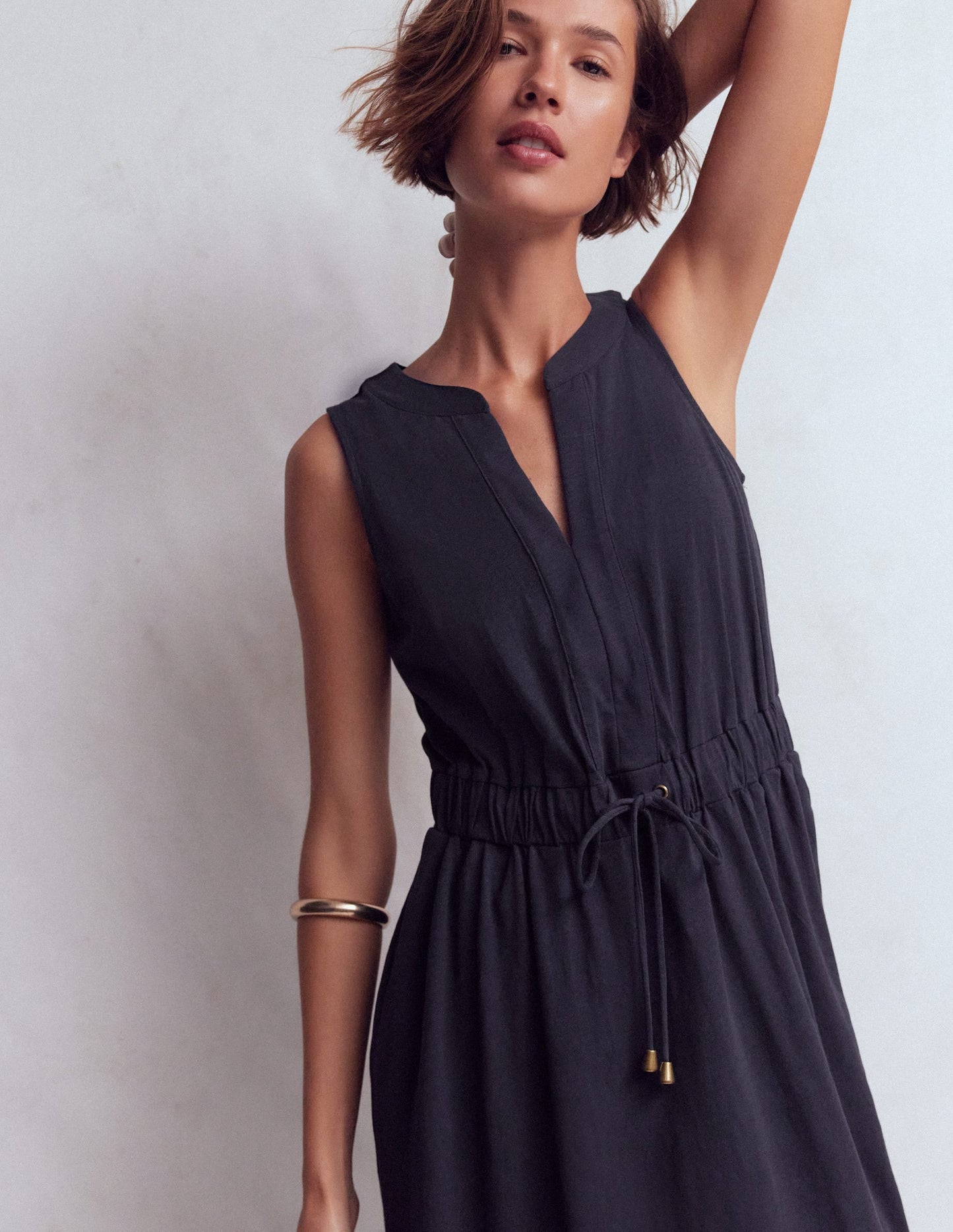 Delphine Midi Jersey Dress-Navy