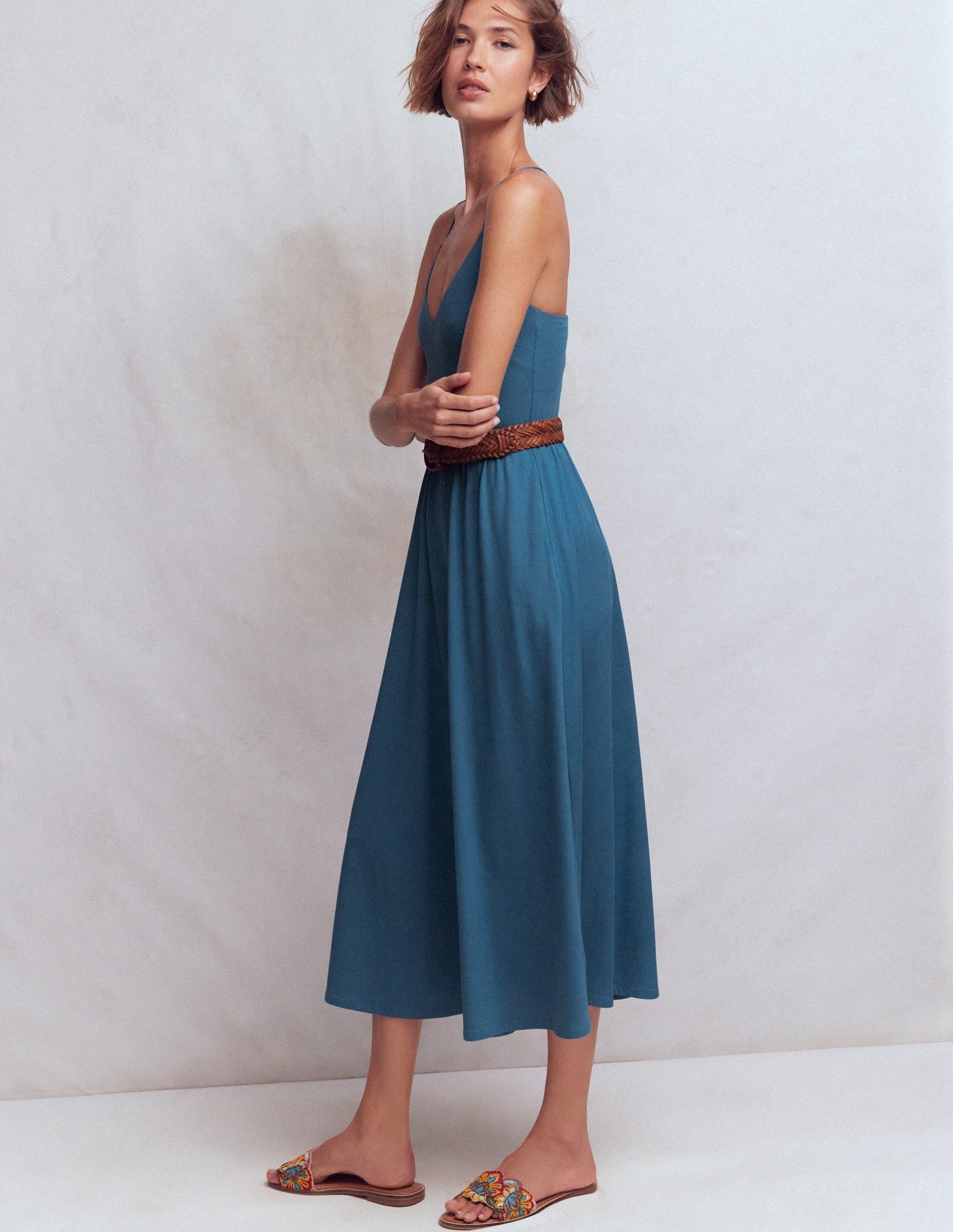 Cross Back Jersey Dress-Tourmaline Blue
