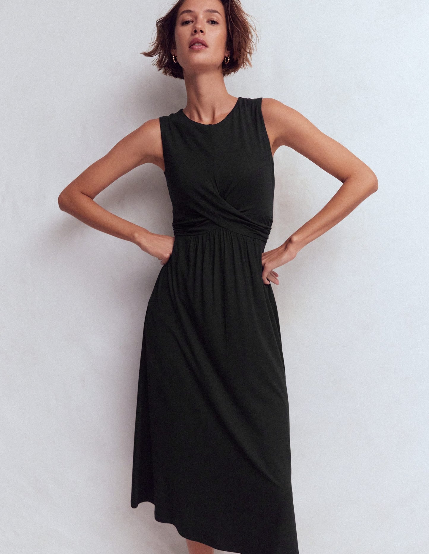 Zara Cross Waist Jersey Dress-Black