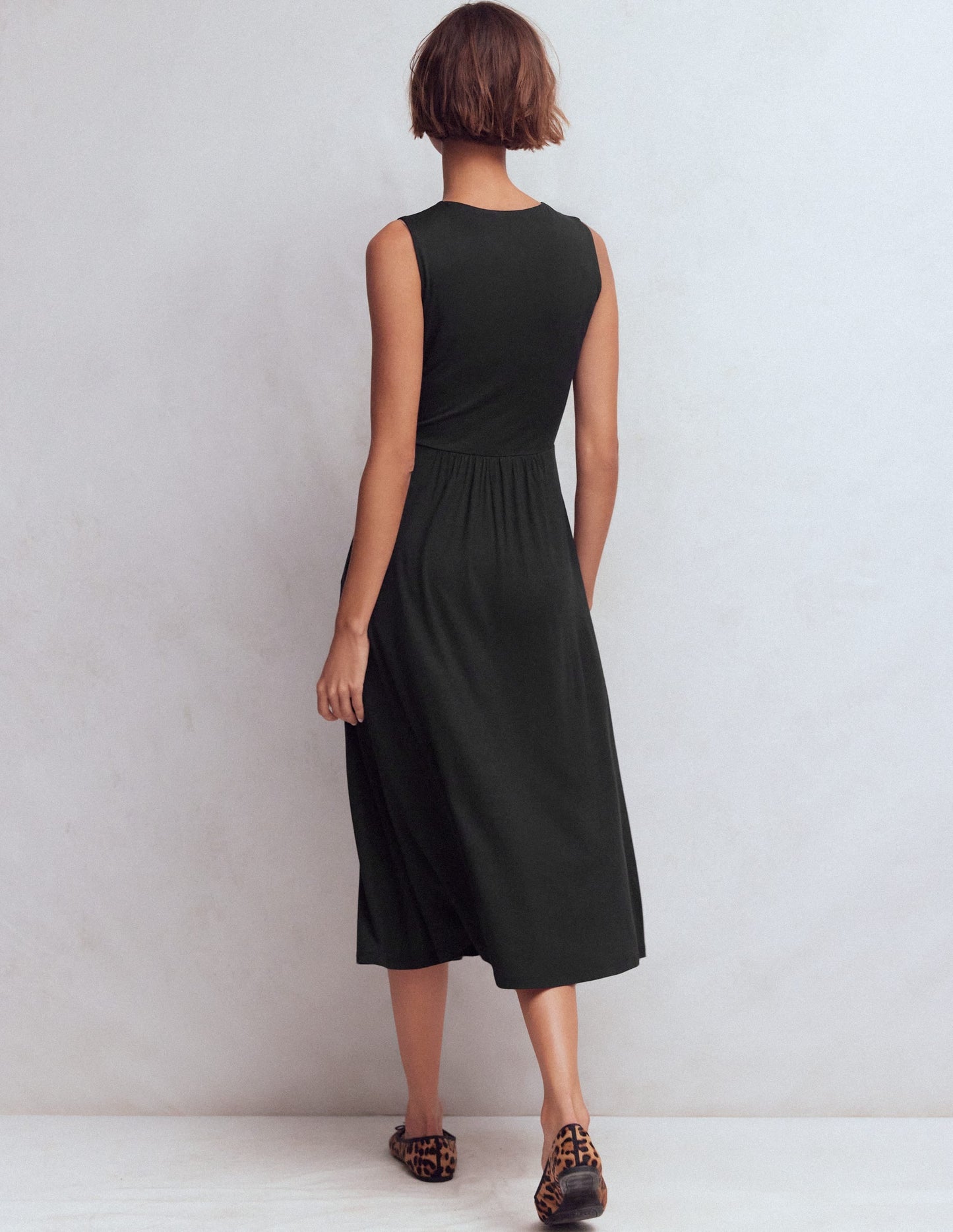 Zara Cross Waist Jersey Dress-Black