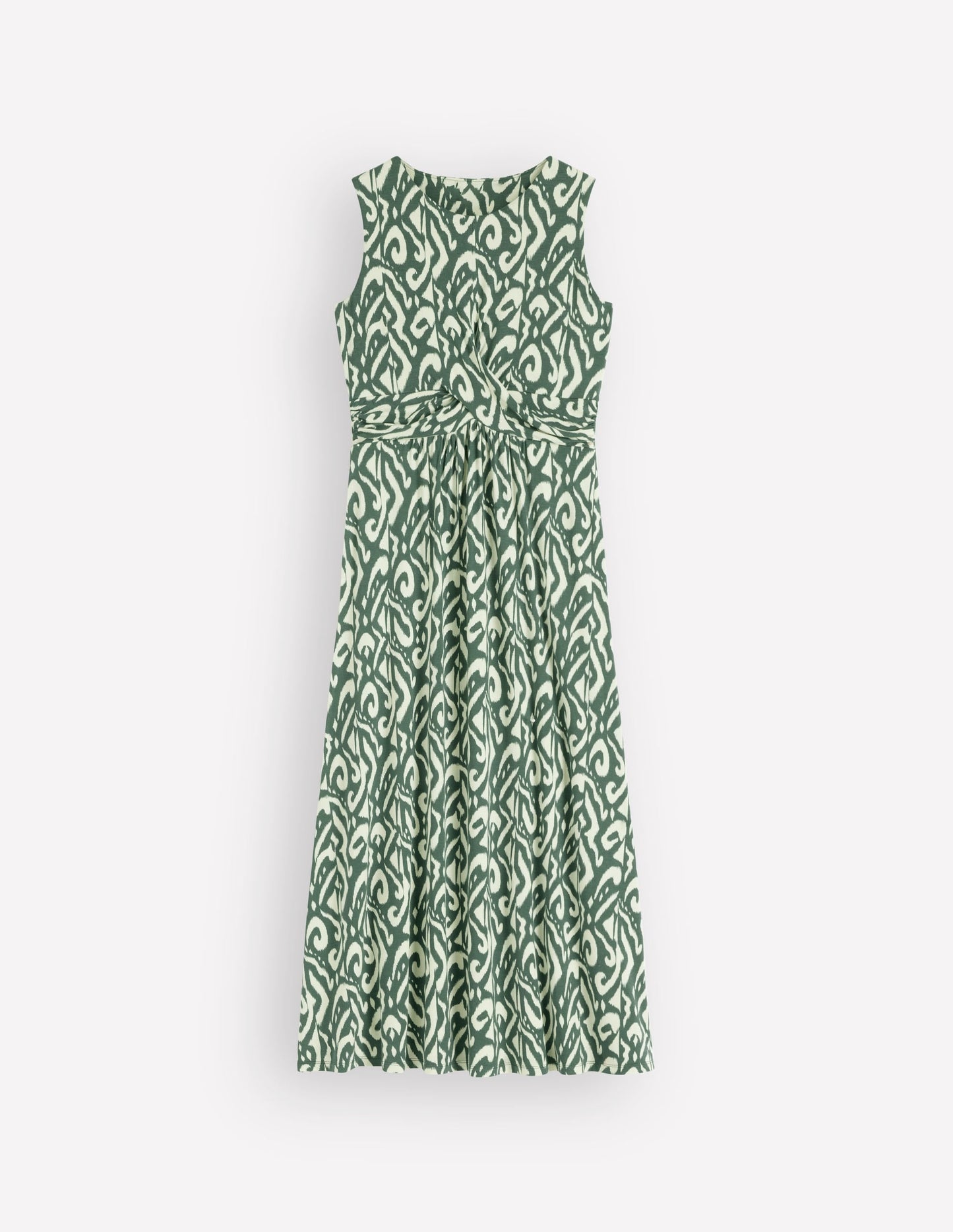 Zara Cross Waist Jersey Dress-Hunter Green, Ikat
