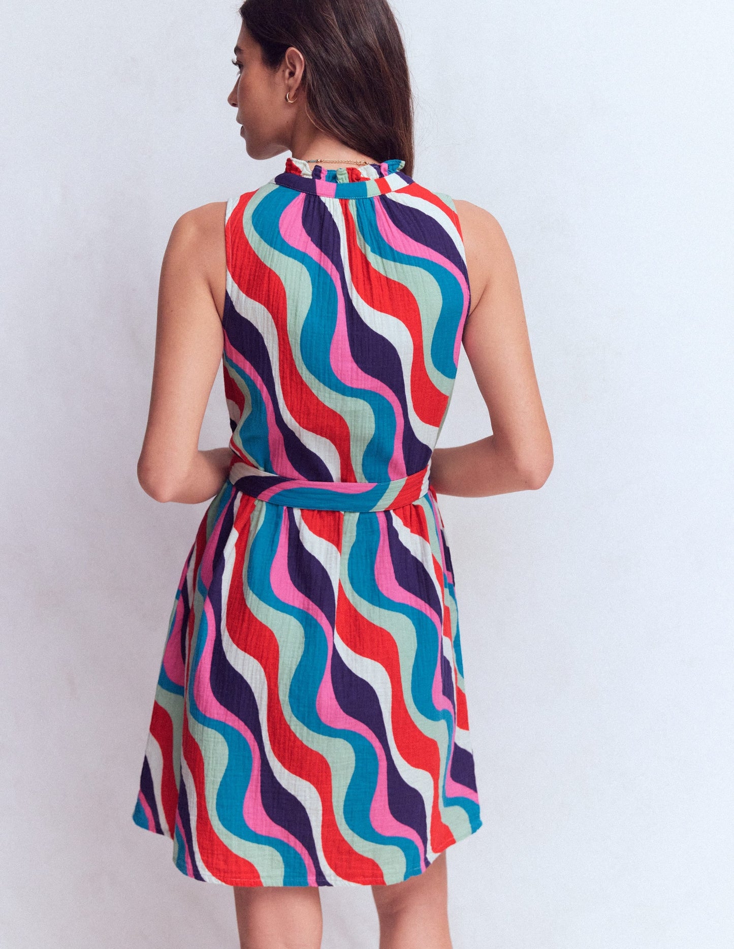 Viv Double Cloth Short Dress-Multi, Rythmic Wave